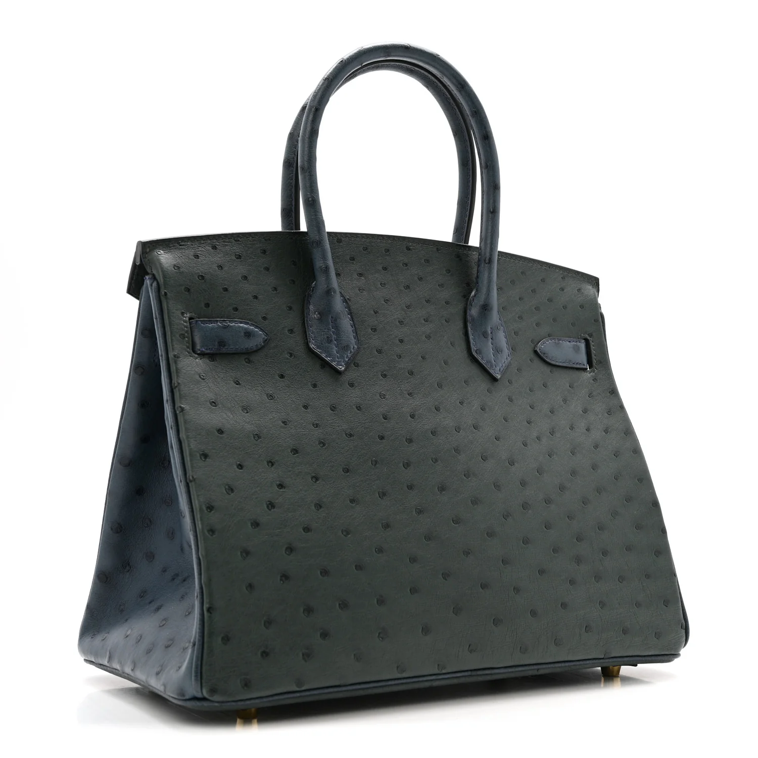 Ostrich Horseshoe Birkin 30 Vert Titien Bleu Roi - Image 3