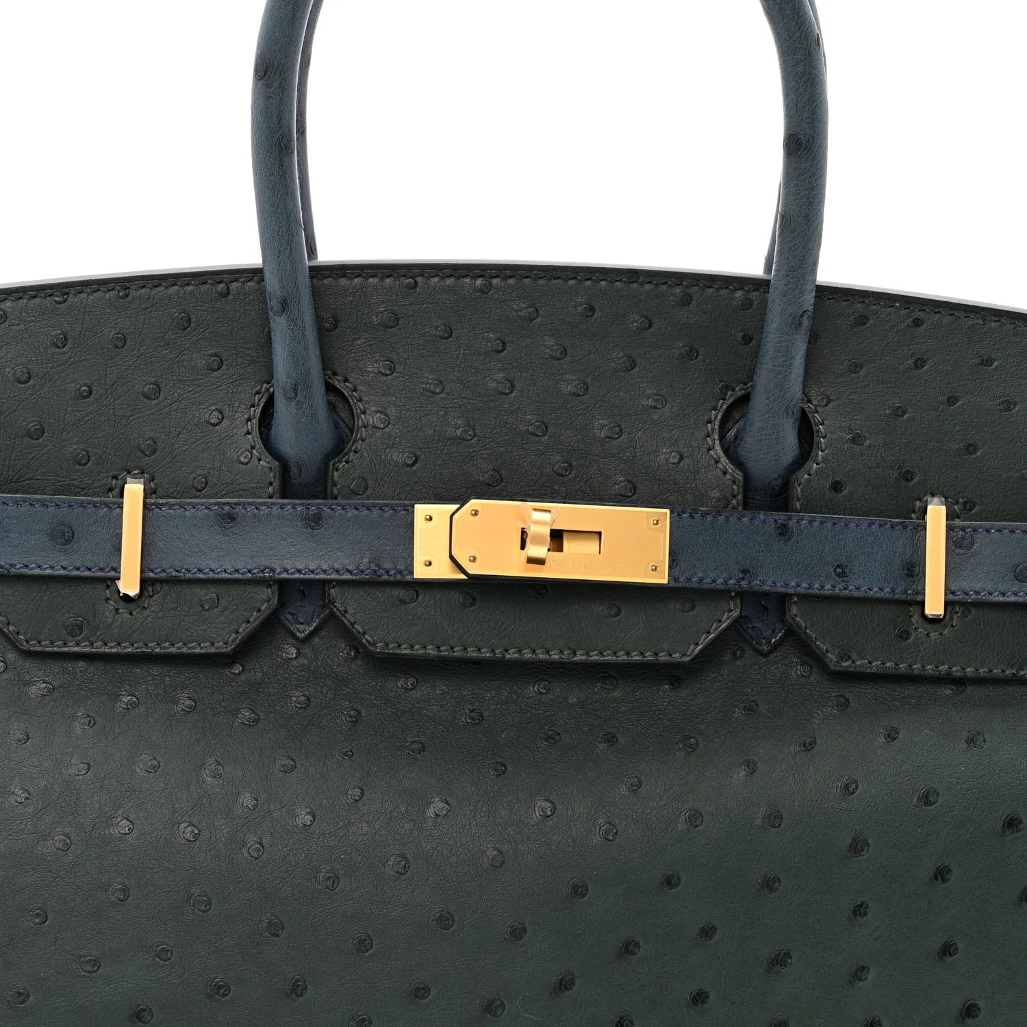 Ostrich Horseshoe Birkin 30 Vert Titien Bleu Roi - Image 8