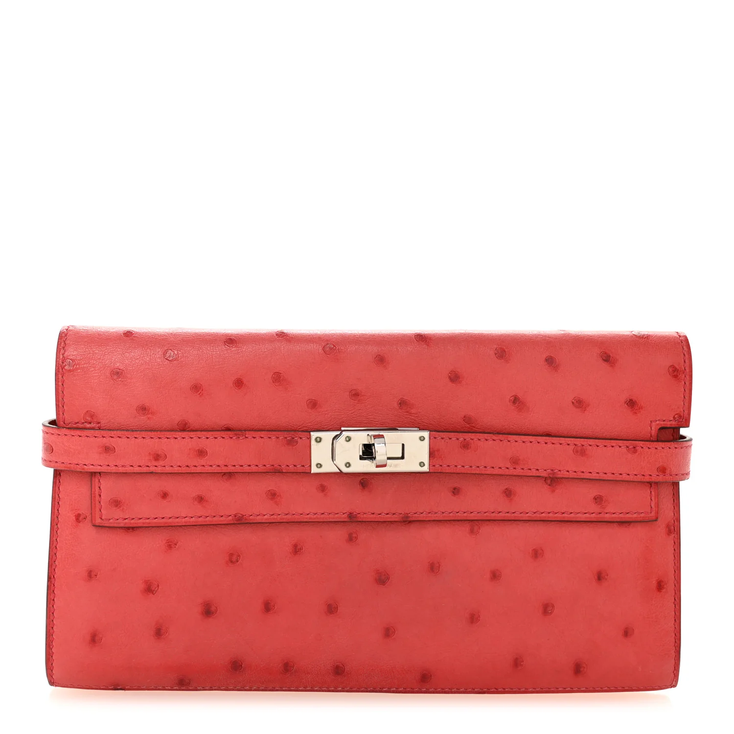 Ostrich Kelly Longue Wallet Rouge Vif