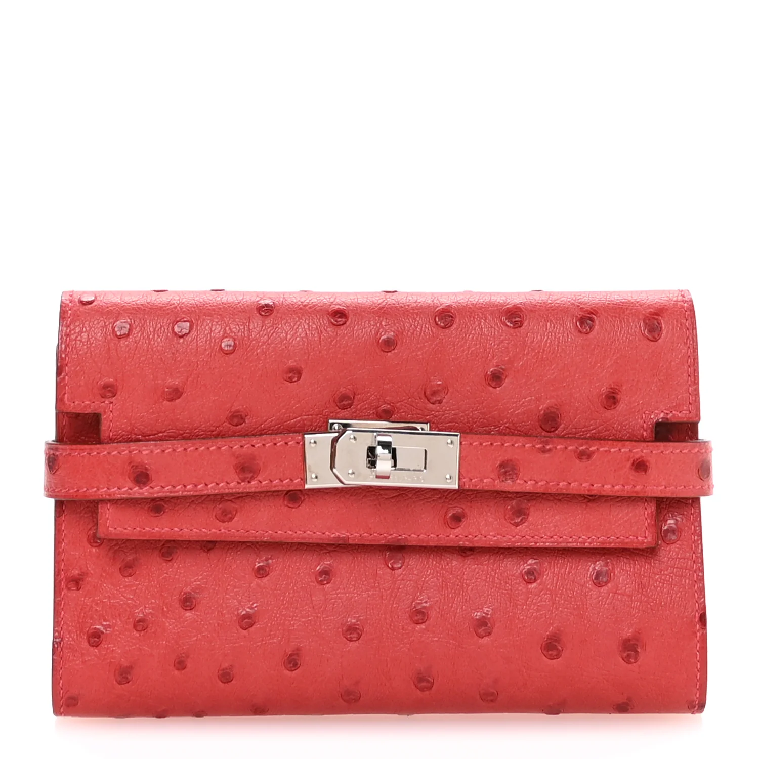 Ostrich Kelly Medium Wallet Rouge Vif