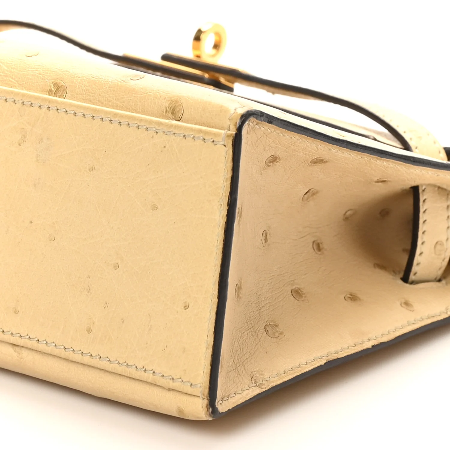 Ostrich Kelly Pochette Clutch Parchemin - Image 11