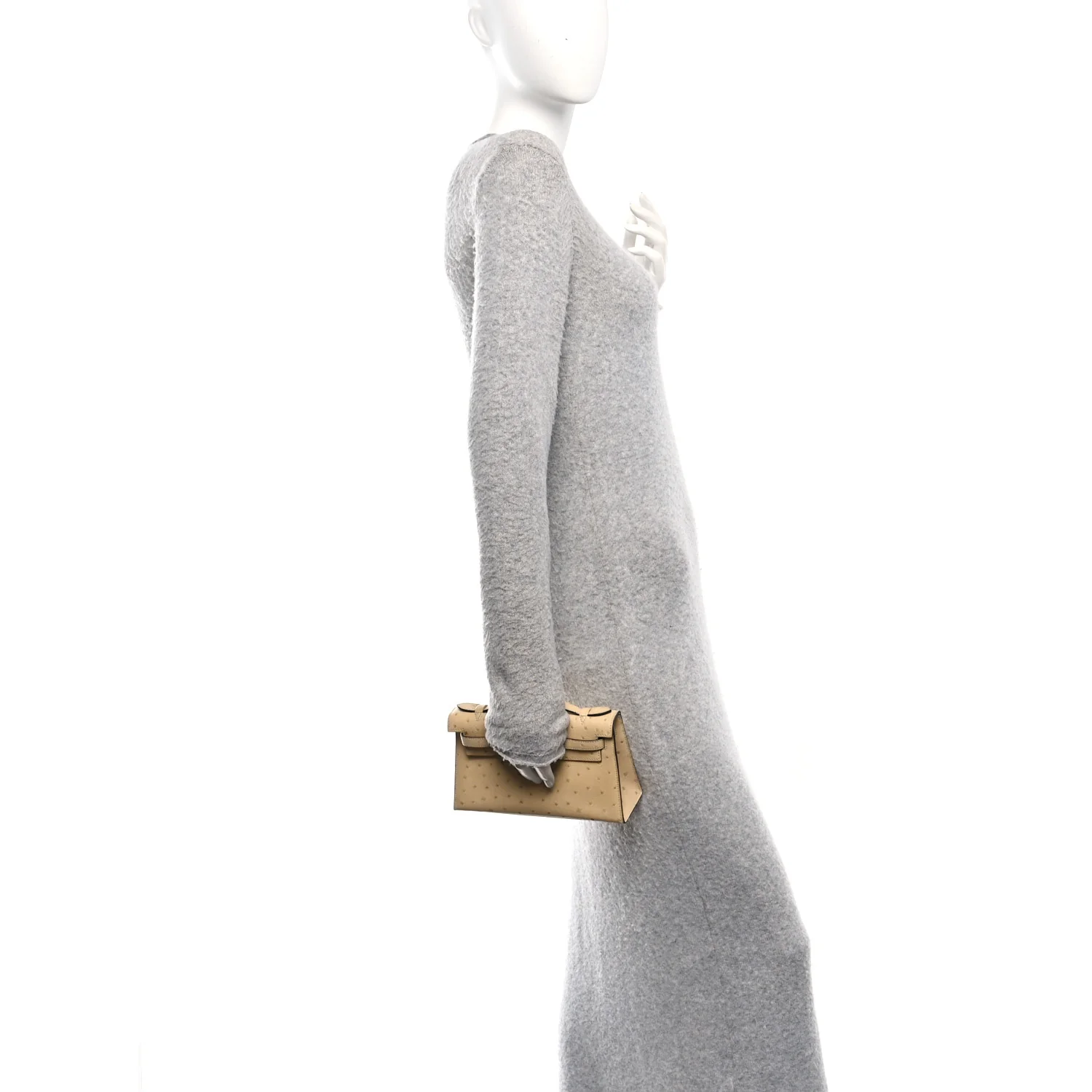 Ostrich Kelly Pochette Clutch Parchemin - Image 3
