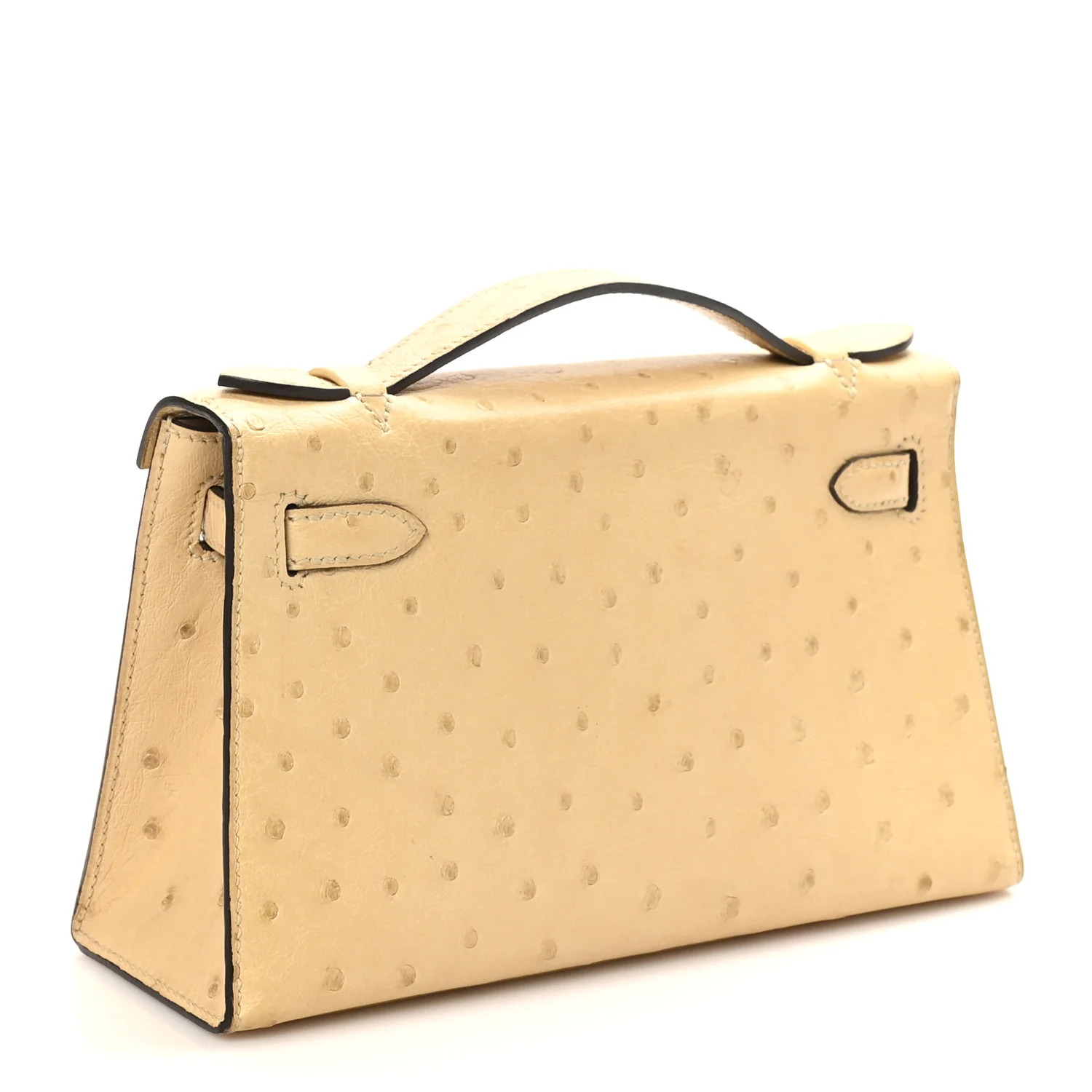 Ostrich Kelly Pochette Clutch Parchemin - Image 4