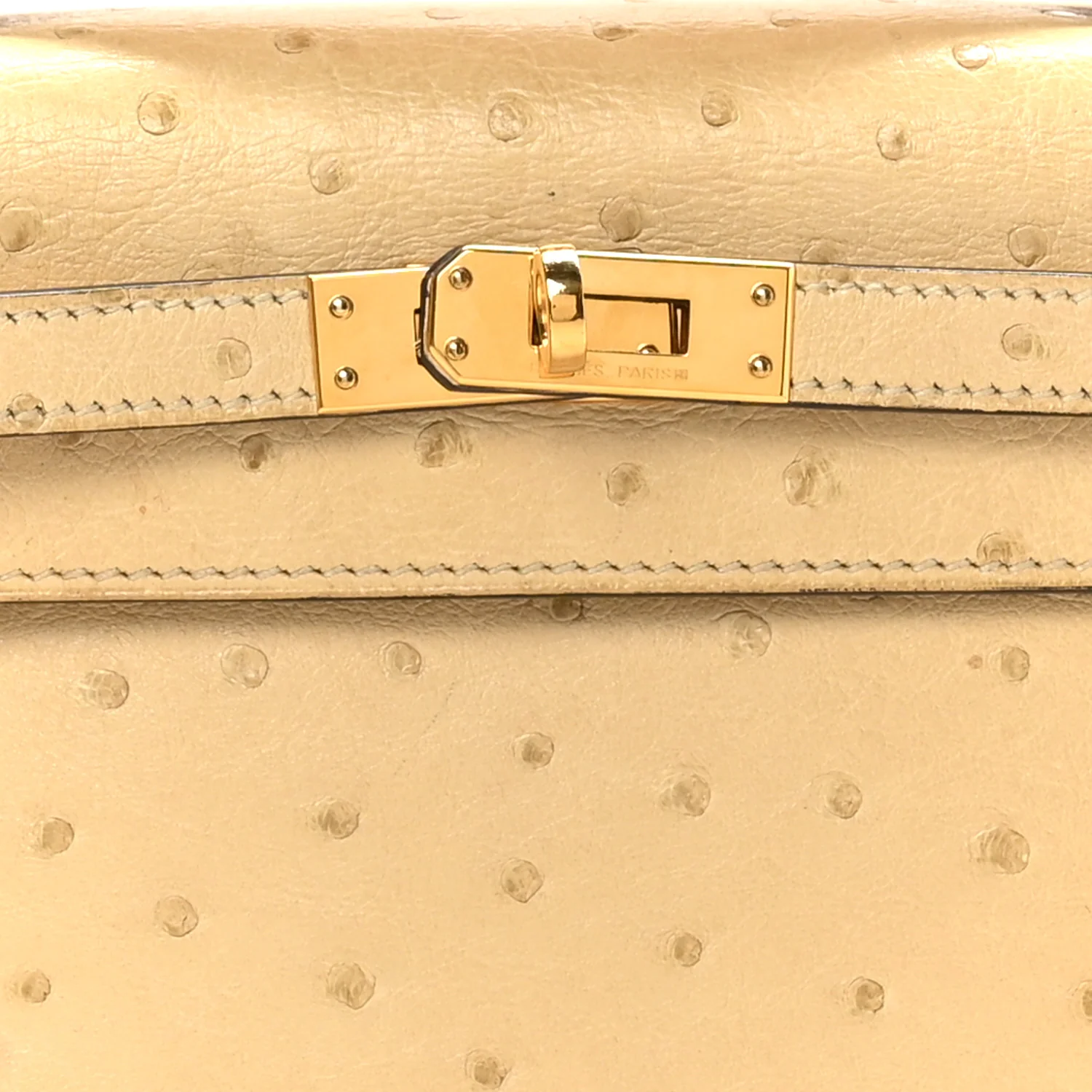 Ostrich Kelly Pochette Clutch Parchemin - Image 9