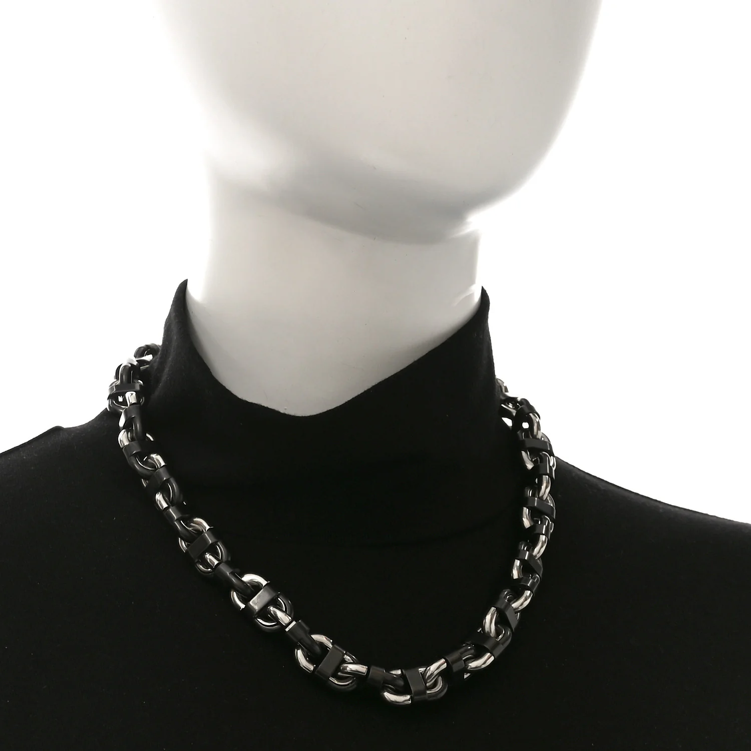 Palladium Ceramic Chaine Maillon Necklace Black - Image 2