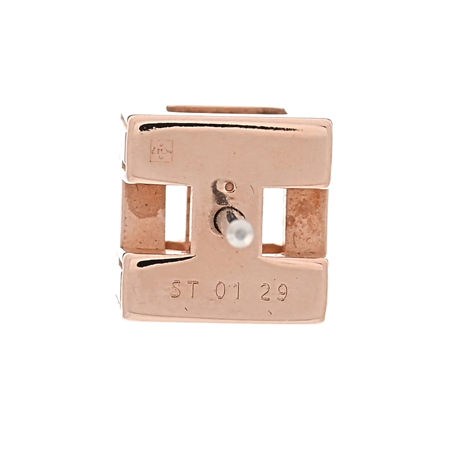 Rose Gold Lacquered Cage d'H Earrings White - Image 4