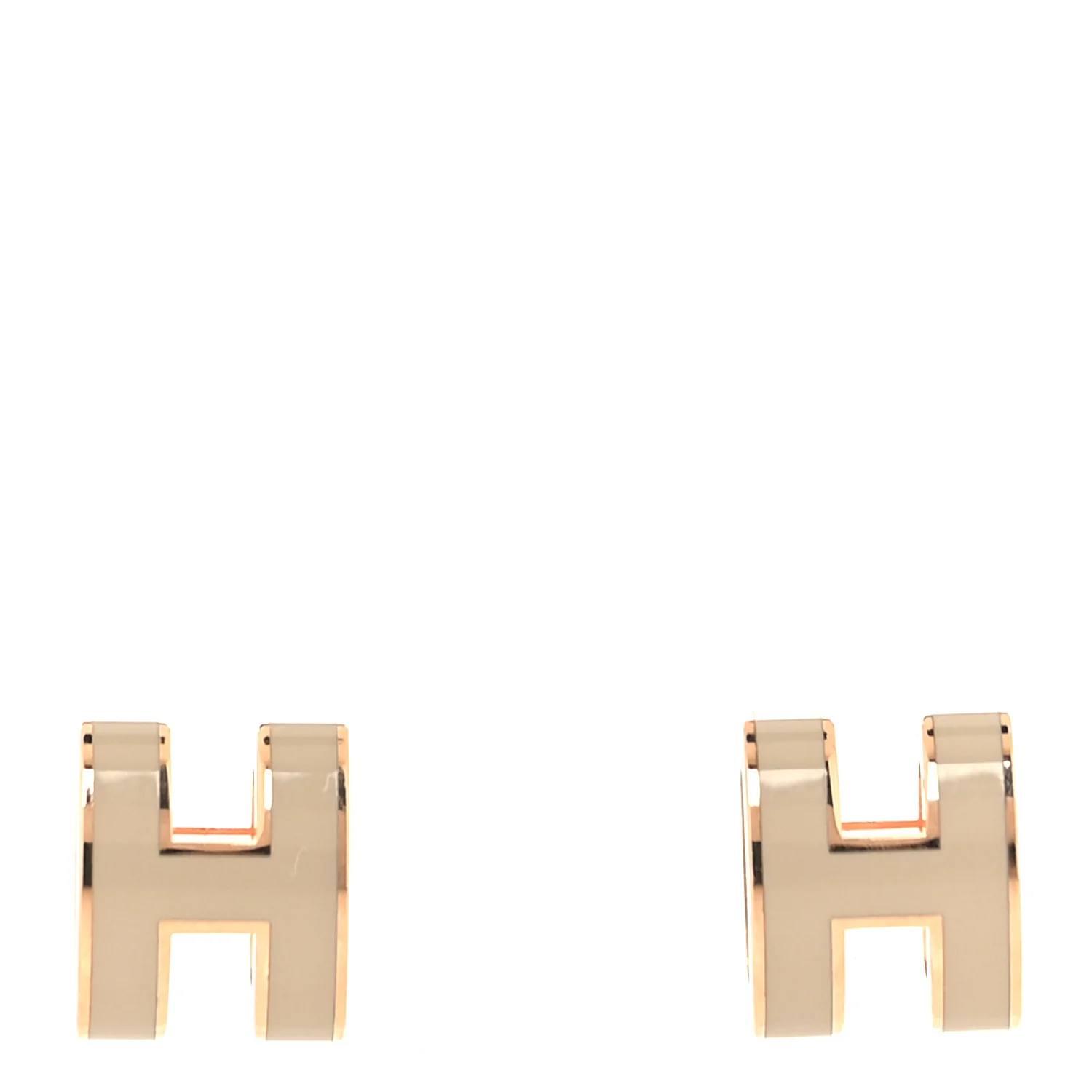 Rose Gold Lacquered Mini Pop H Earrings  Marron Glace