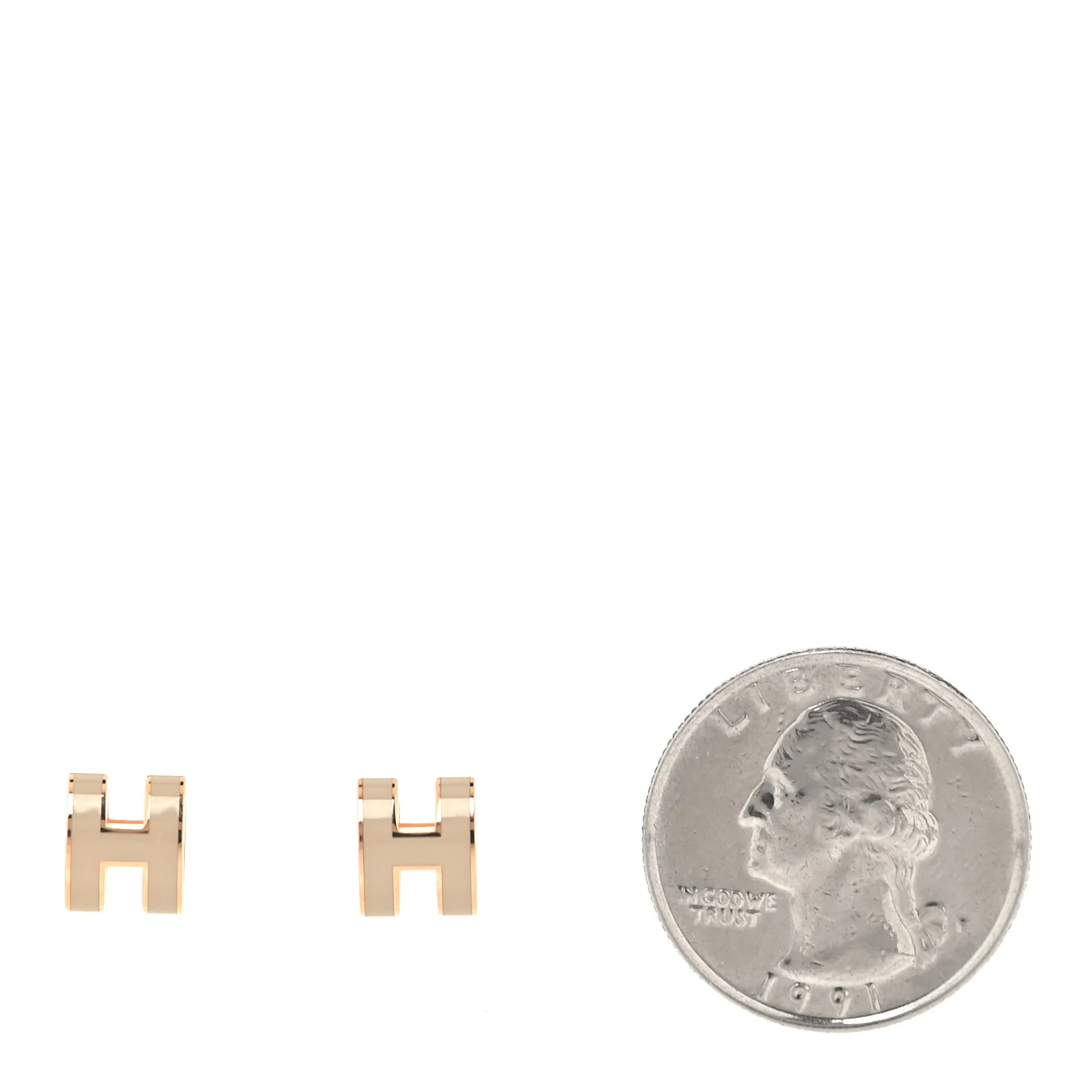 Rose Gold Lacquered Mini Pop H Earrings  Marron Glace - Image 2