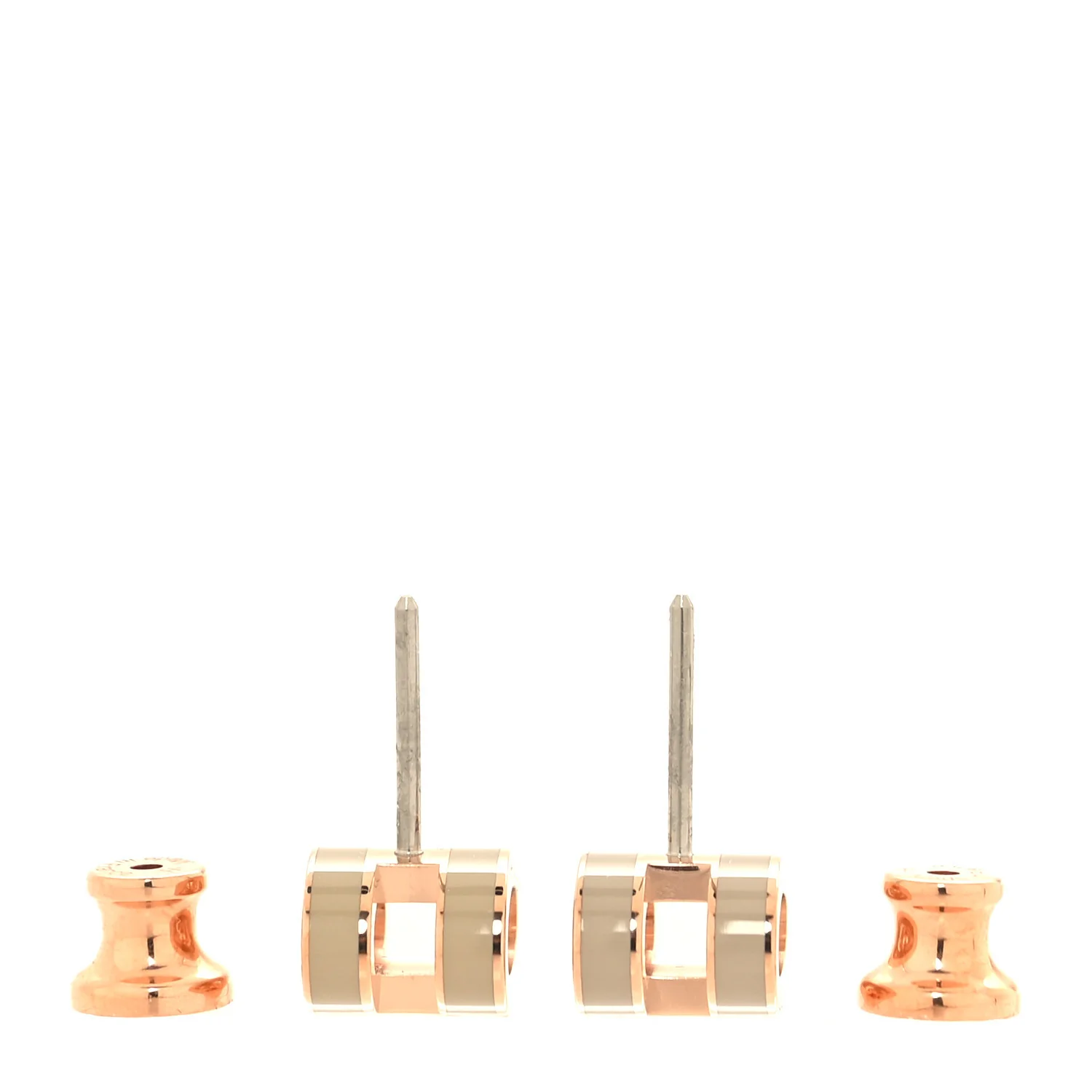 Rose Gold Lacquered Mini Pop H Earrings  Marron Glace - Image 3