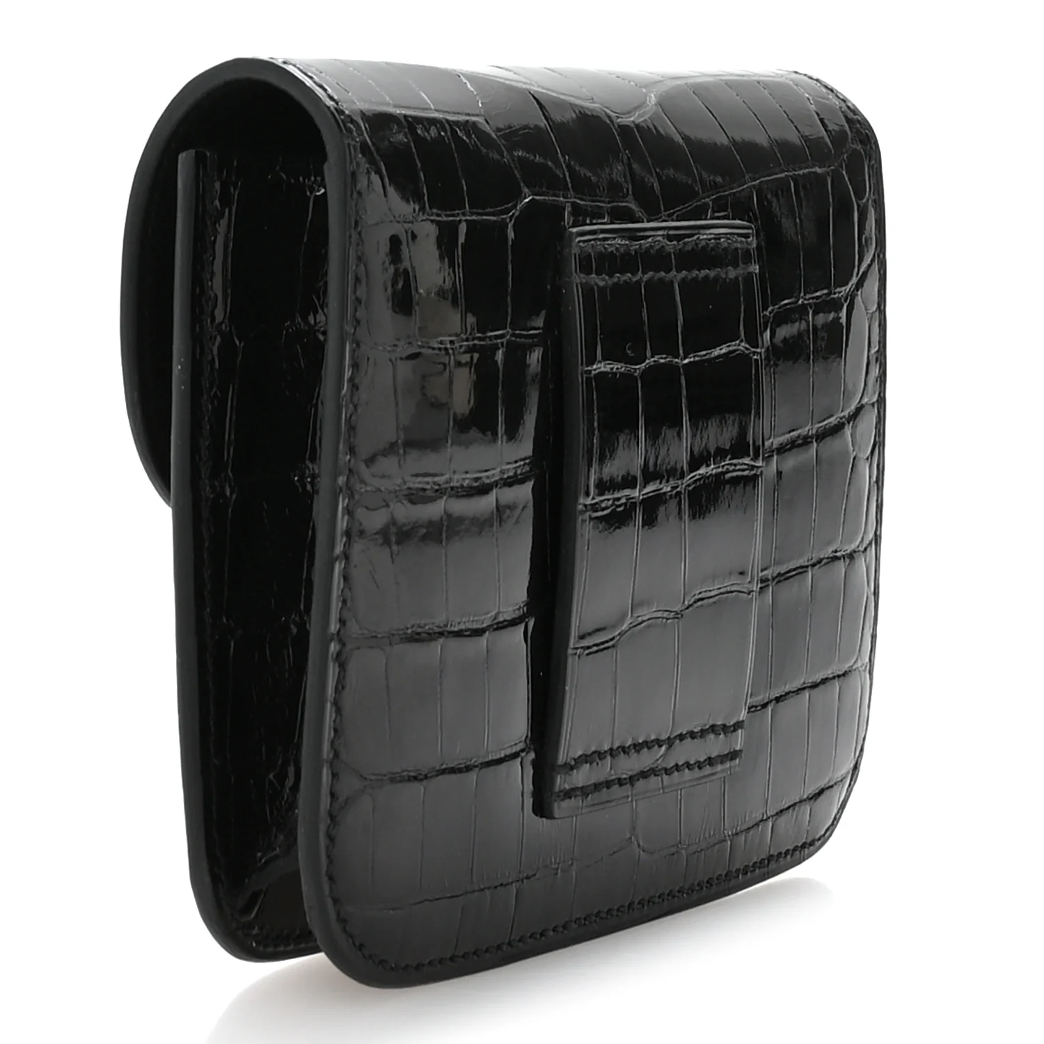 Shiny Alligator Constance Slim Wallet Black - Image 4
