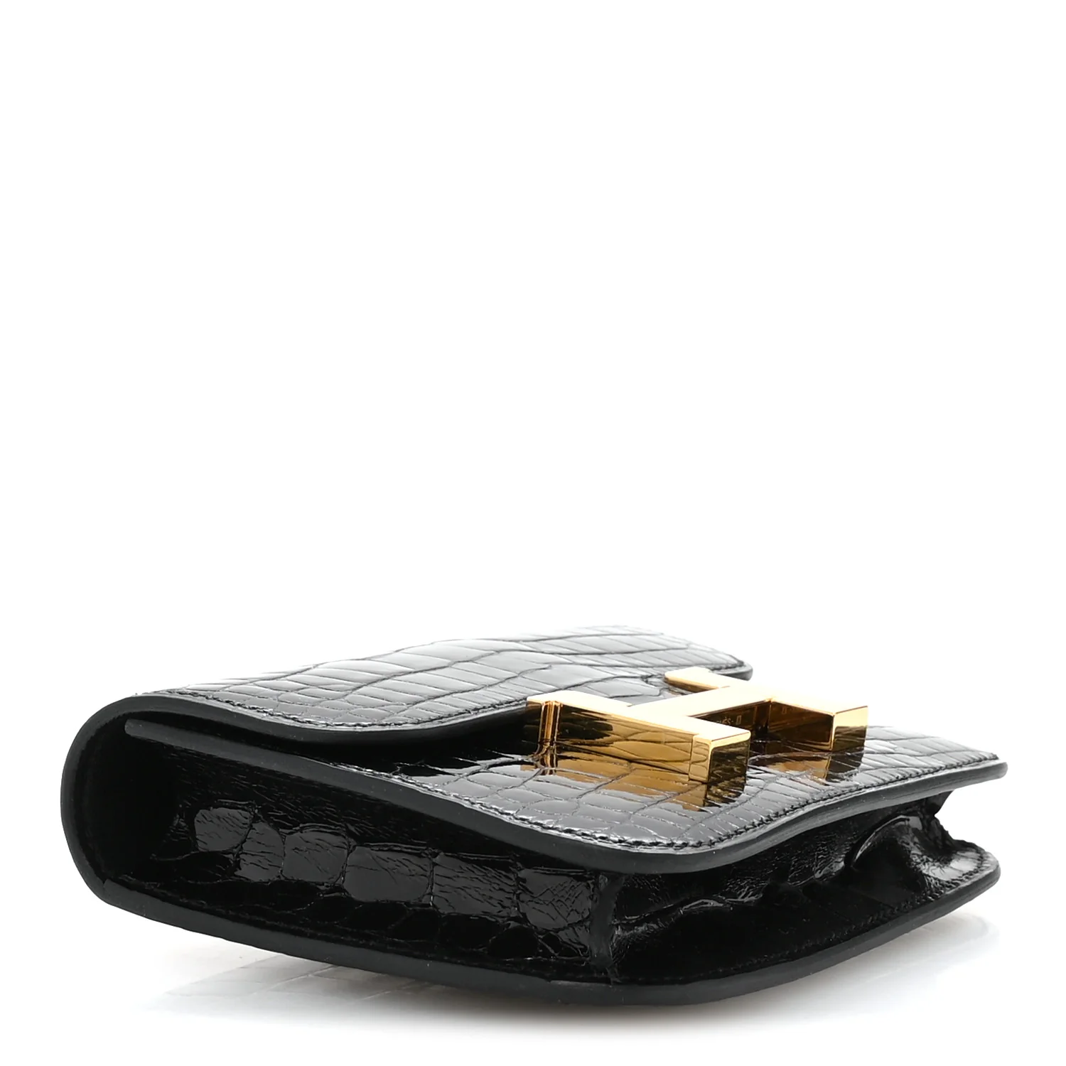 Shiny Alligator Constance Slim Wallet Black - Image 5