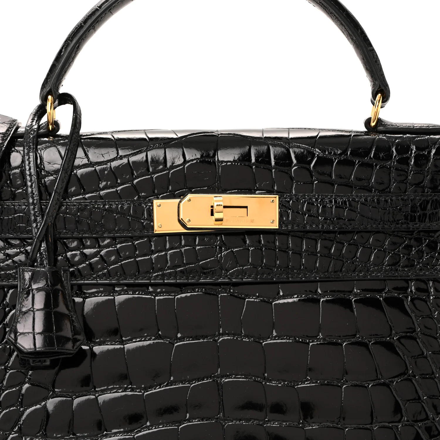 Shiny Alligator Kelly Sellier 32 Black - Image 15