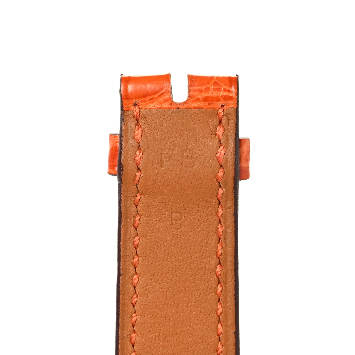 Shiny Alligator Single Tour Watch Strap Orange - Image 10