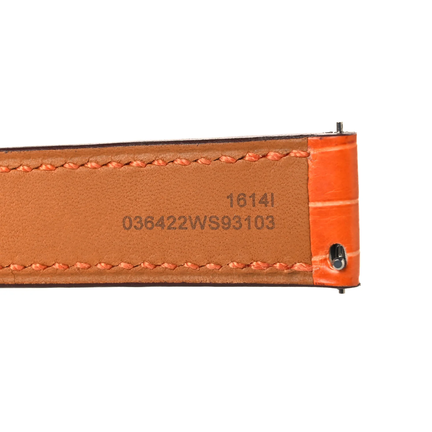 Shiny Alligator Single Tour Watch Strap Orange - Image 11