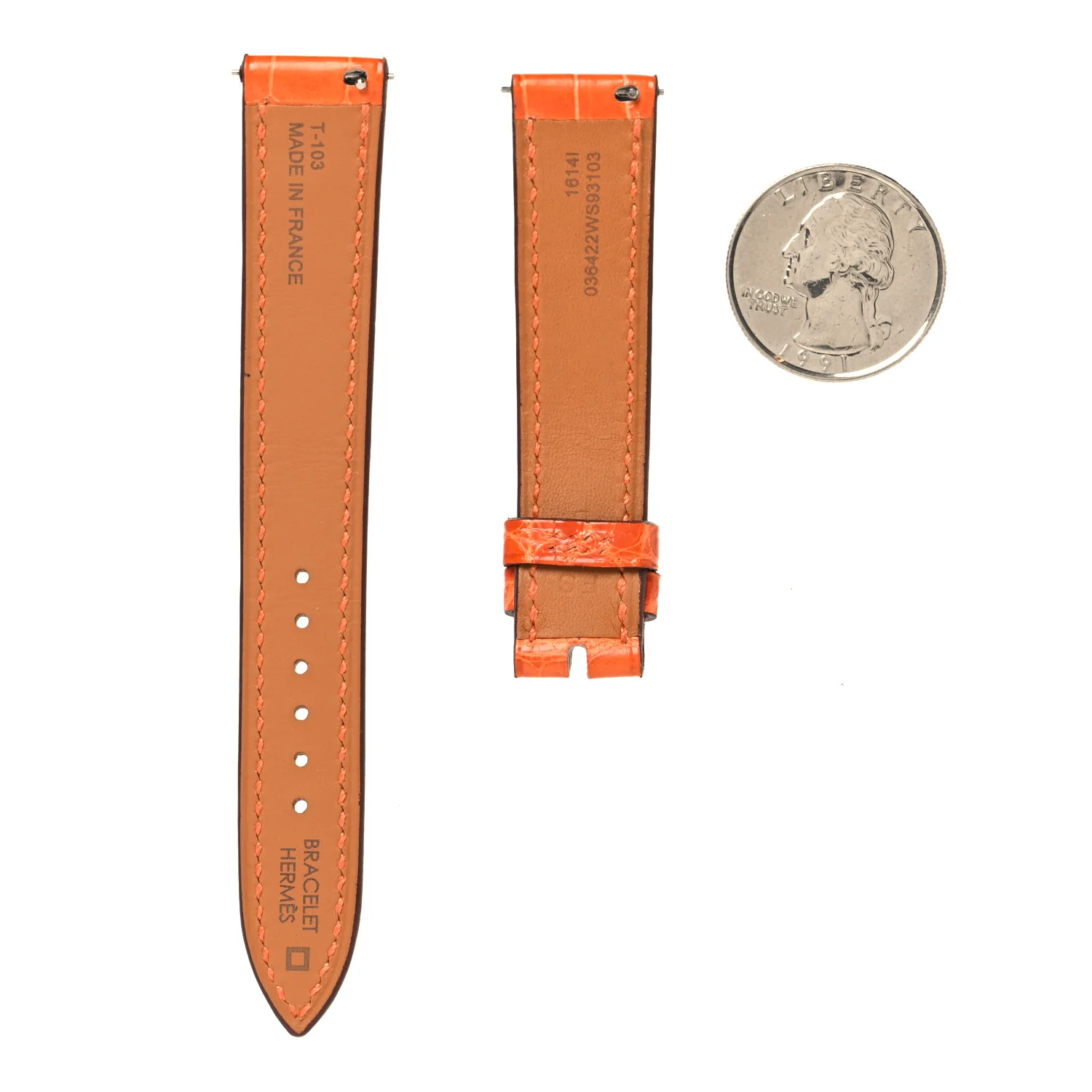 Shiny Alligator Single Tour Watch Strap Orange - Image 5
