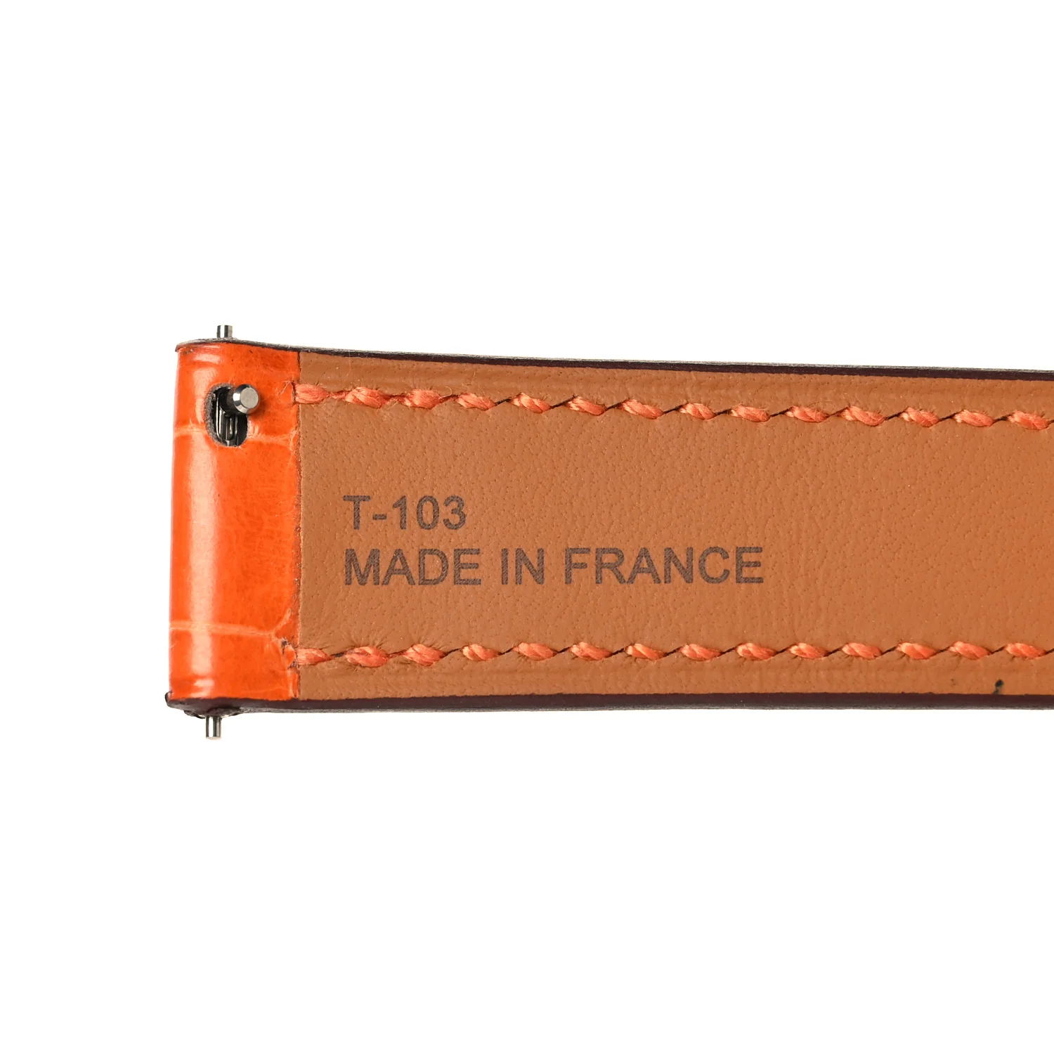 Shiny Alligator Single Tour Watch Strap Orange - Image 6