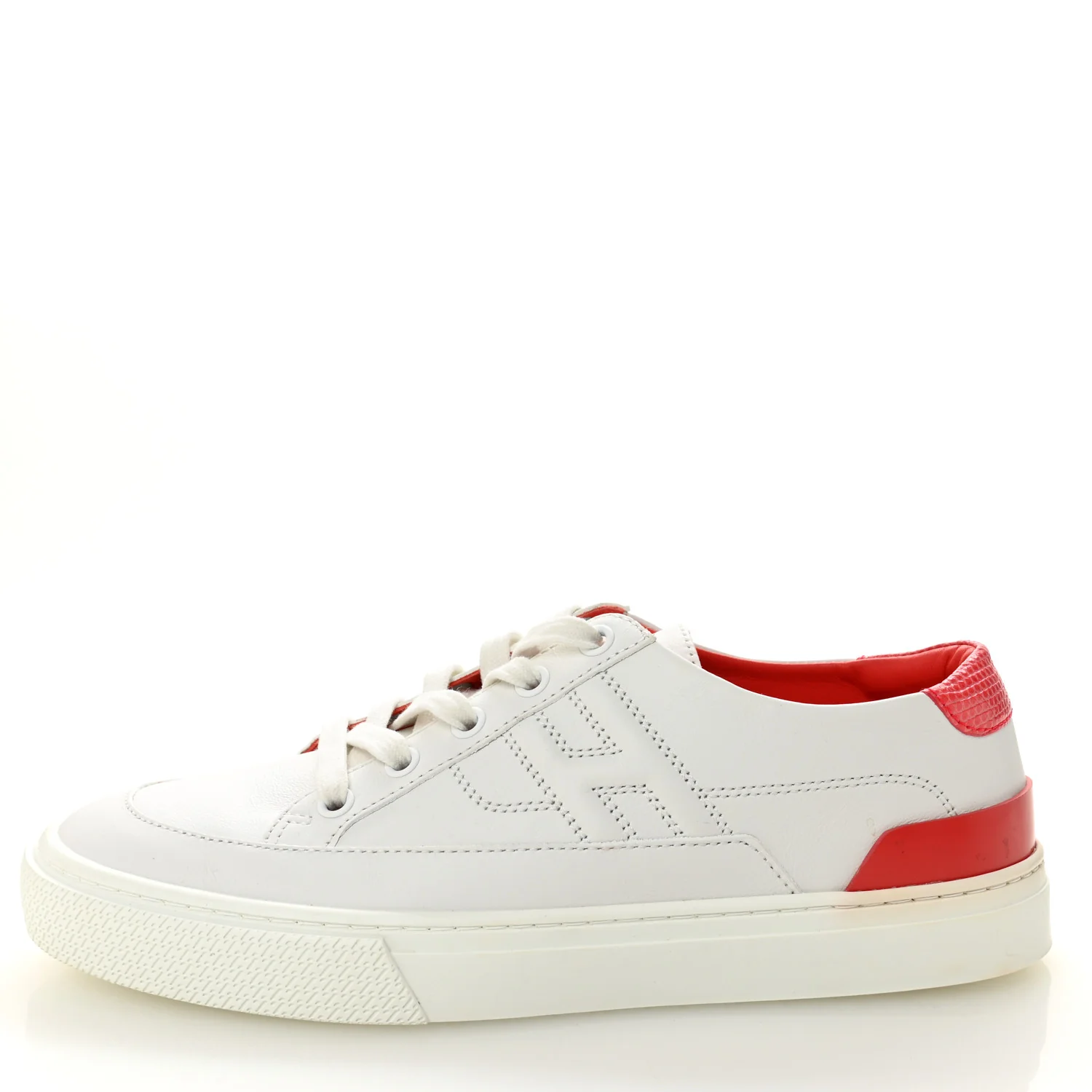 Shiny Lizard Calfskin Deep Sneakers 38 White Bougainvillea