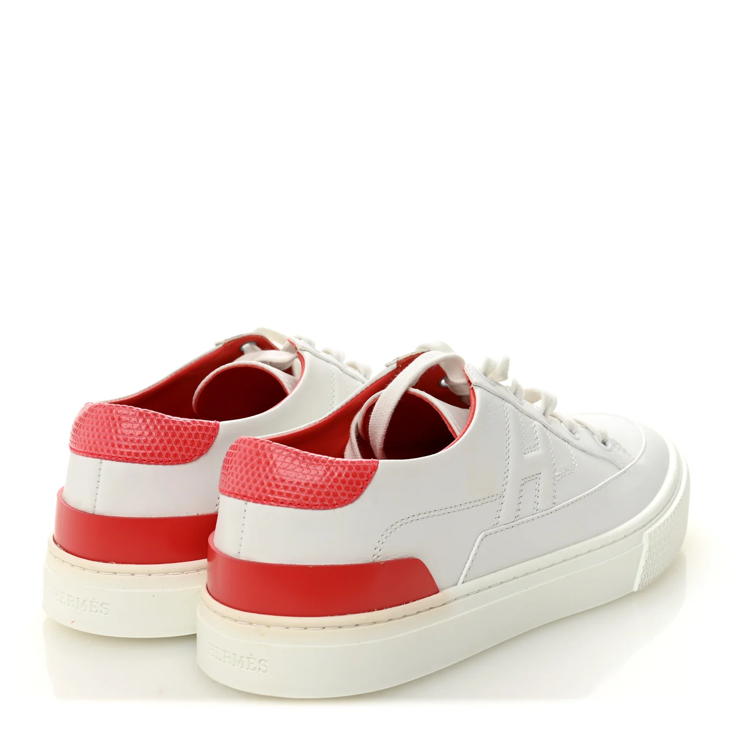 Shiny Lizard Calfskin Deep Sneakers 38 White Bougainvillea - Image 4