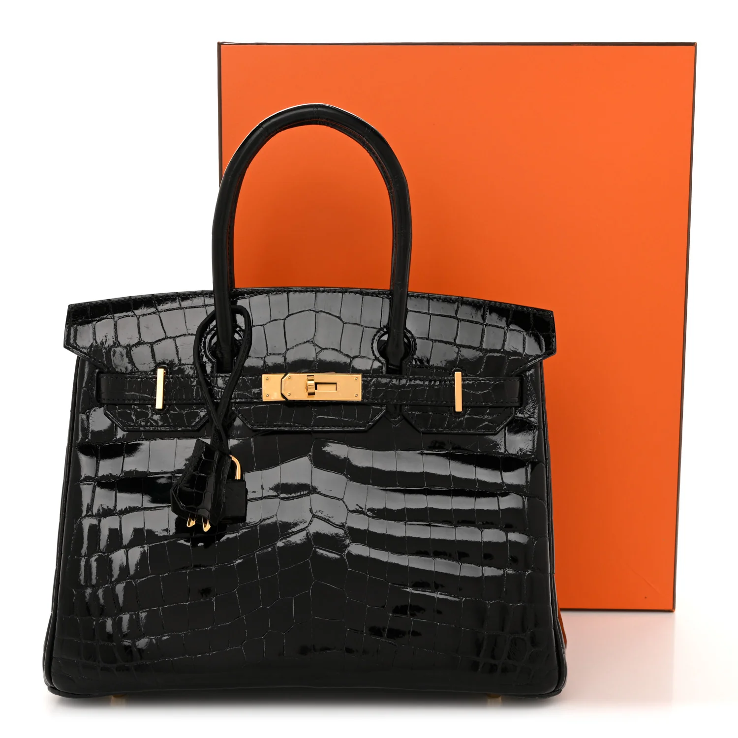Shiny Niloticus Crocodile Birkin 30 Black - Image 12
