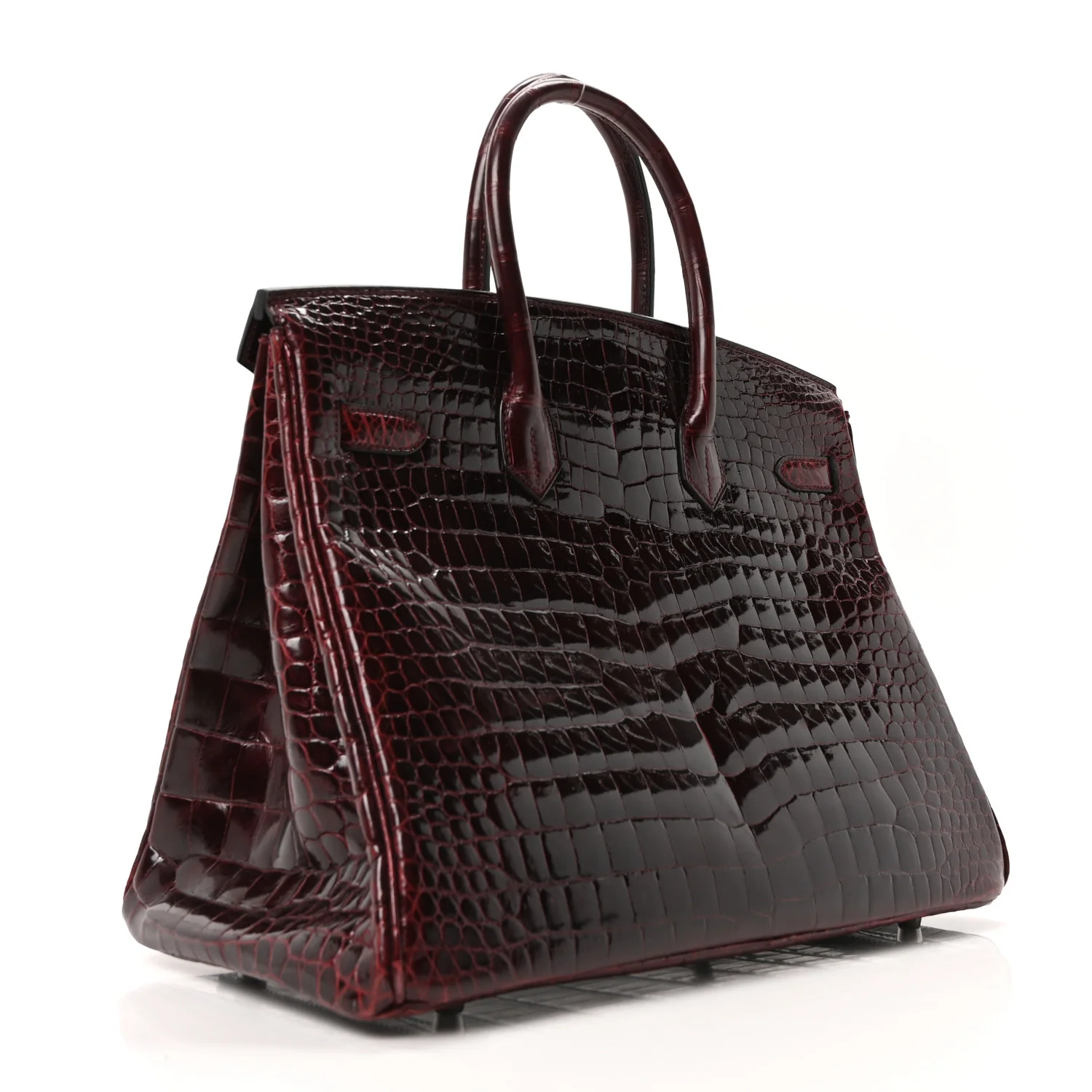 Shiny Porosus Crocodile Birkin 35 Bourgogne - Image 3