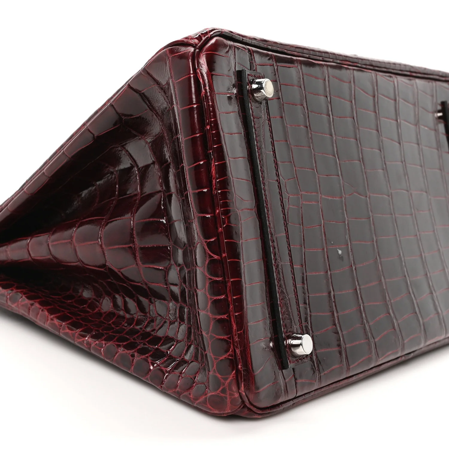 Shiny Porosus Crocodile Birkin 35 Bourgogne - Image 9
