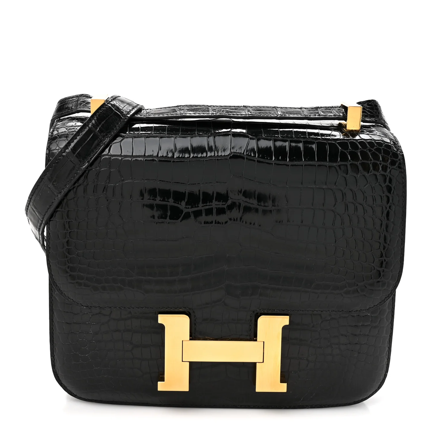 Shiny Porosus Crocodile Constance 24 Black