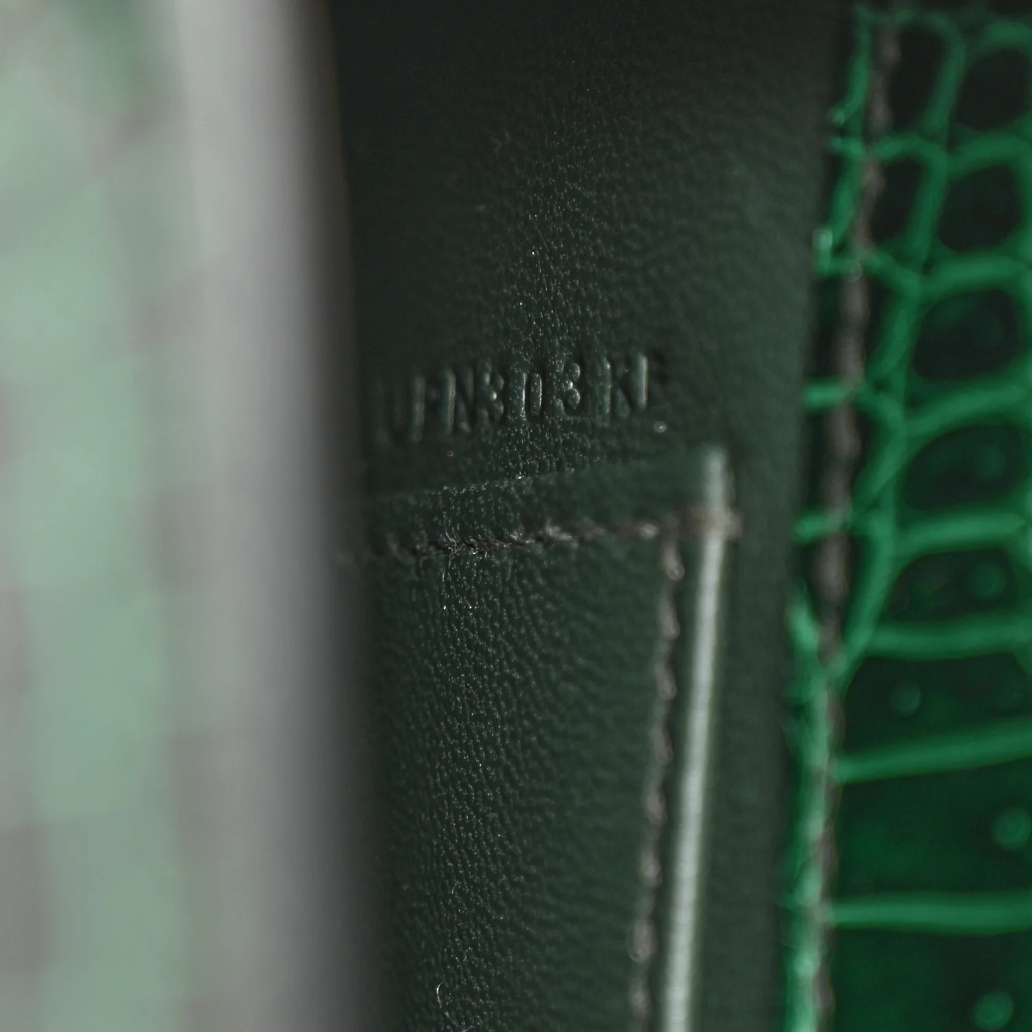 Shiny Porosus Crocodile Kelly Pochette Vert Cypress - Image 12