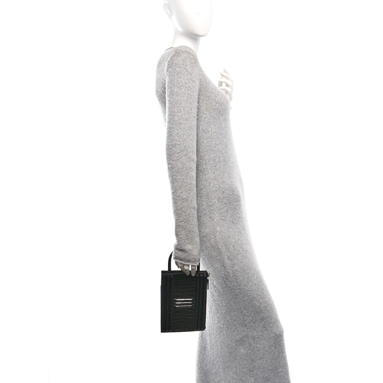 Shiny Porosus Crocodile Lisse Kelly Cadena Clutch Black - Image 2