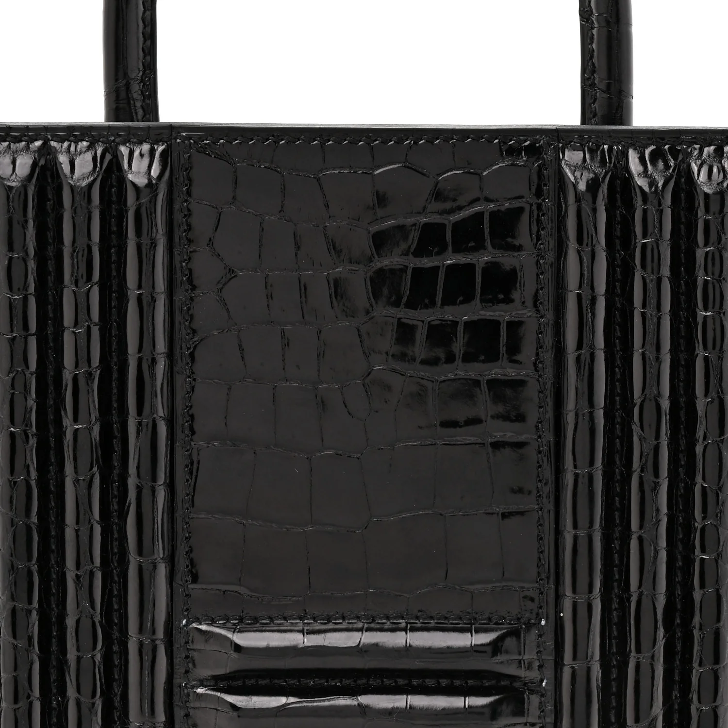 Shiny Porosus Crocodile Lisse Kelly Cadena Clutch Black - Image 8