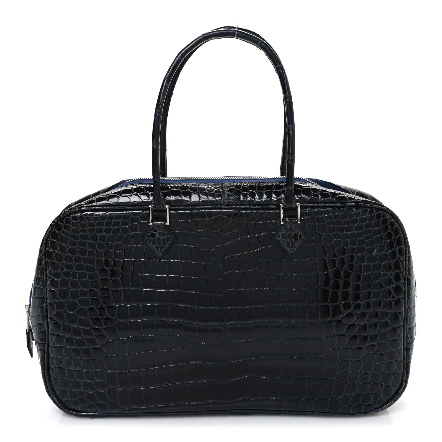 Shiny Porosus Crocodile Plume Elan 28 Bleu Marine