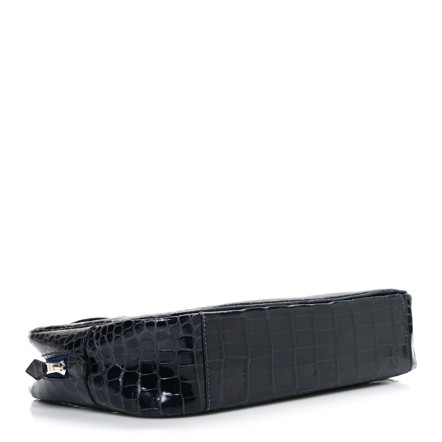 Shiny Porosus Crocodile Plume Elan 28 Bleu Marine - Image 4
