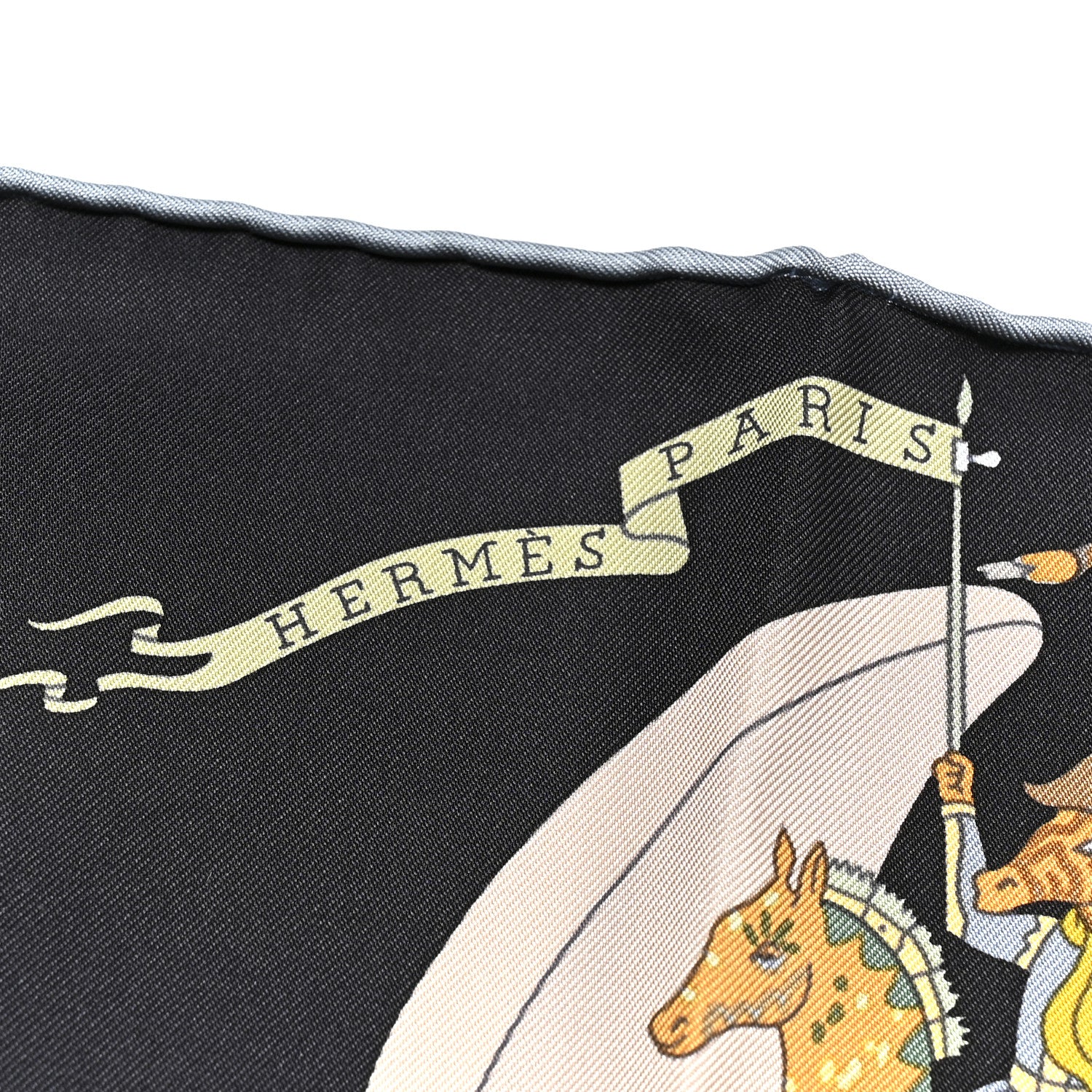 Silk Academia Hippica Scarf 90 Black Ardoise Rose - Image 2
