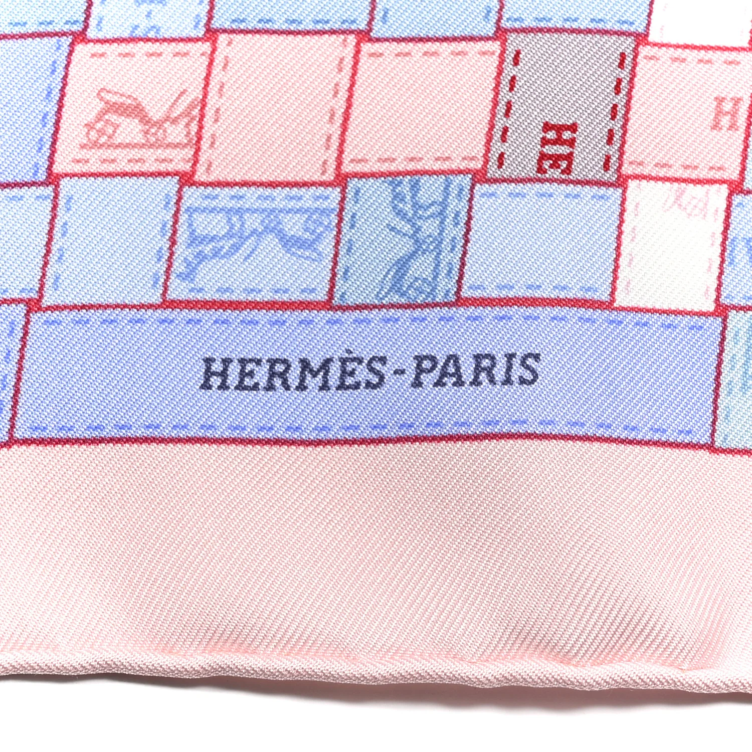 Silk Bolduc Au Carre Scarf 90 Bleu Pale Rose Pale - Image 2