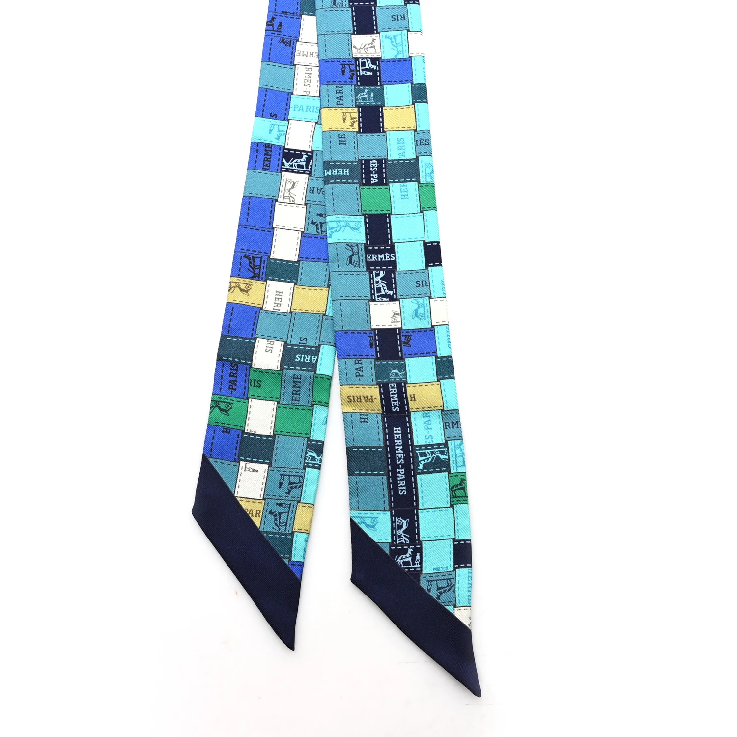 Silk Bolduc Au Carre Twilly Turquoise Bleu Klein Vert - Image 2