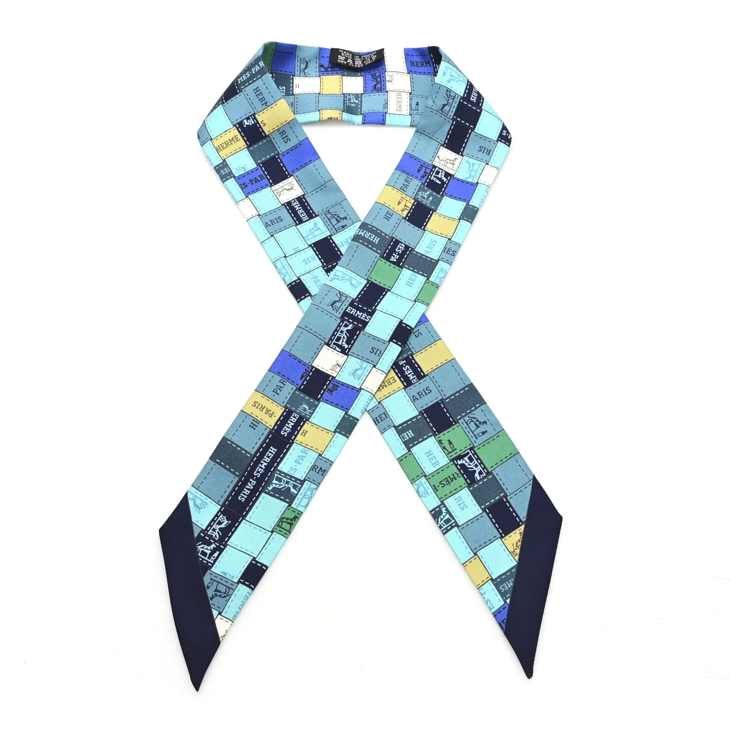 Silk Bolduc Au Carre Twilly Turquoise Bleu Klein Vert