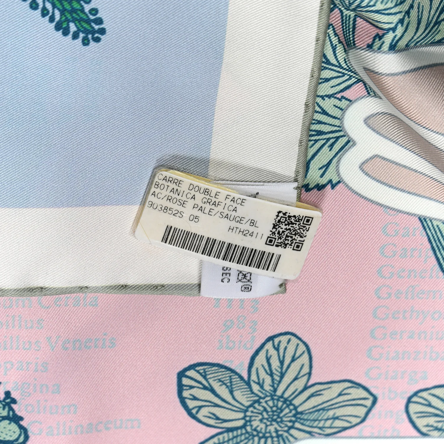 Silk Botanica Grafica Double Face Scarf 90 Rose Pale Sauge White - Image 2