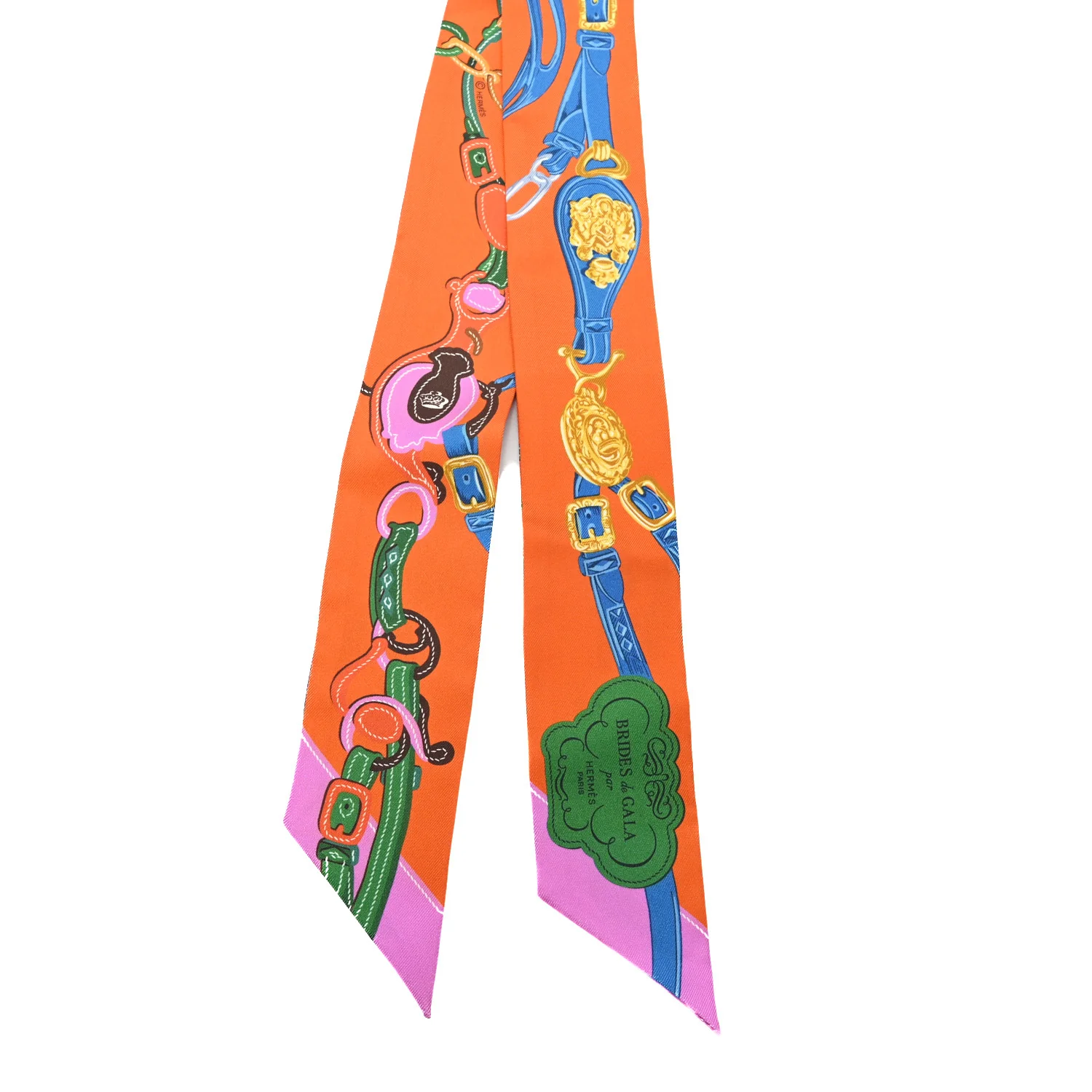 Silk Brides De Gala Applique Pique Twilly Orange Bleu Azur - Image 2