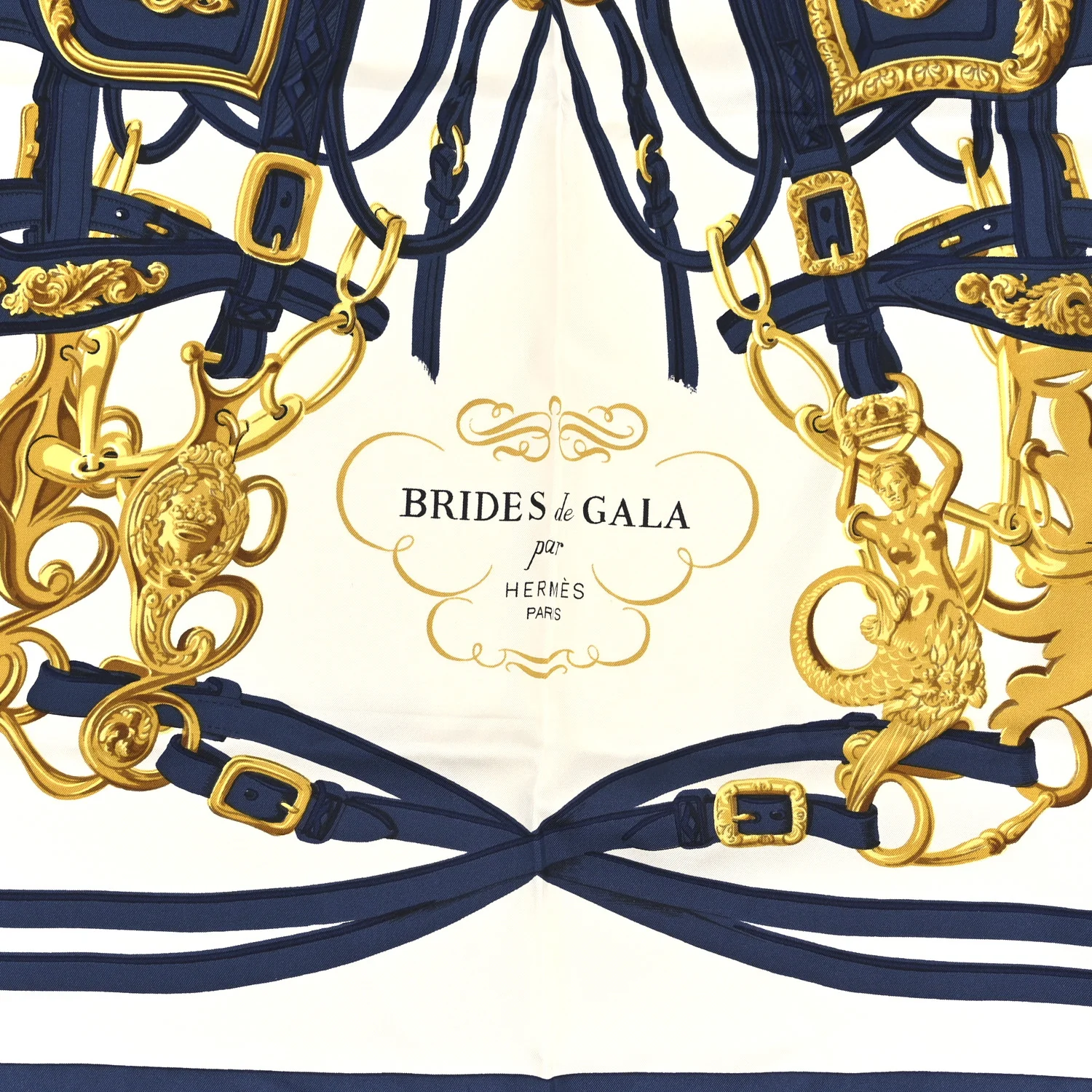 Silk Brides De Gala Scarf 90 Bleu Vif White Or - Image 3