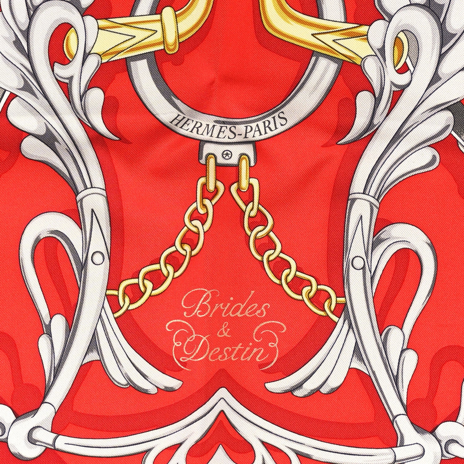 Silk Brides Et Destin Scarf 90 Rouge Gris Argent White - Image 2
