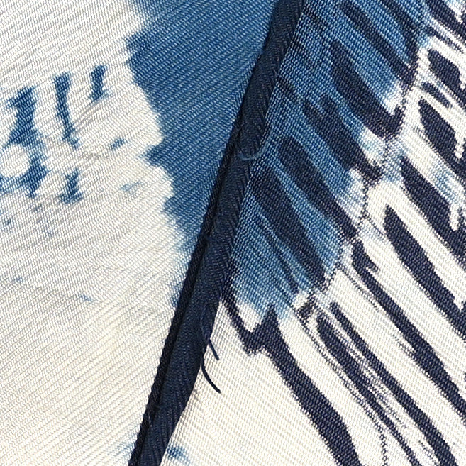 Silk Caducee Rock Tie and Dye Scarf 100 Blue Jean Marine - Image 7