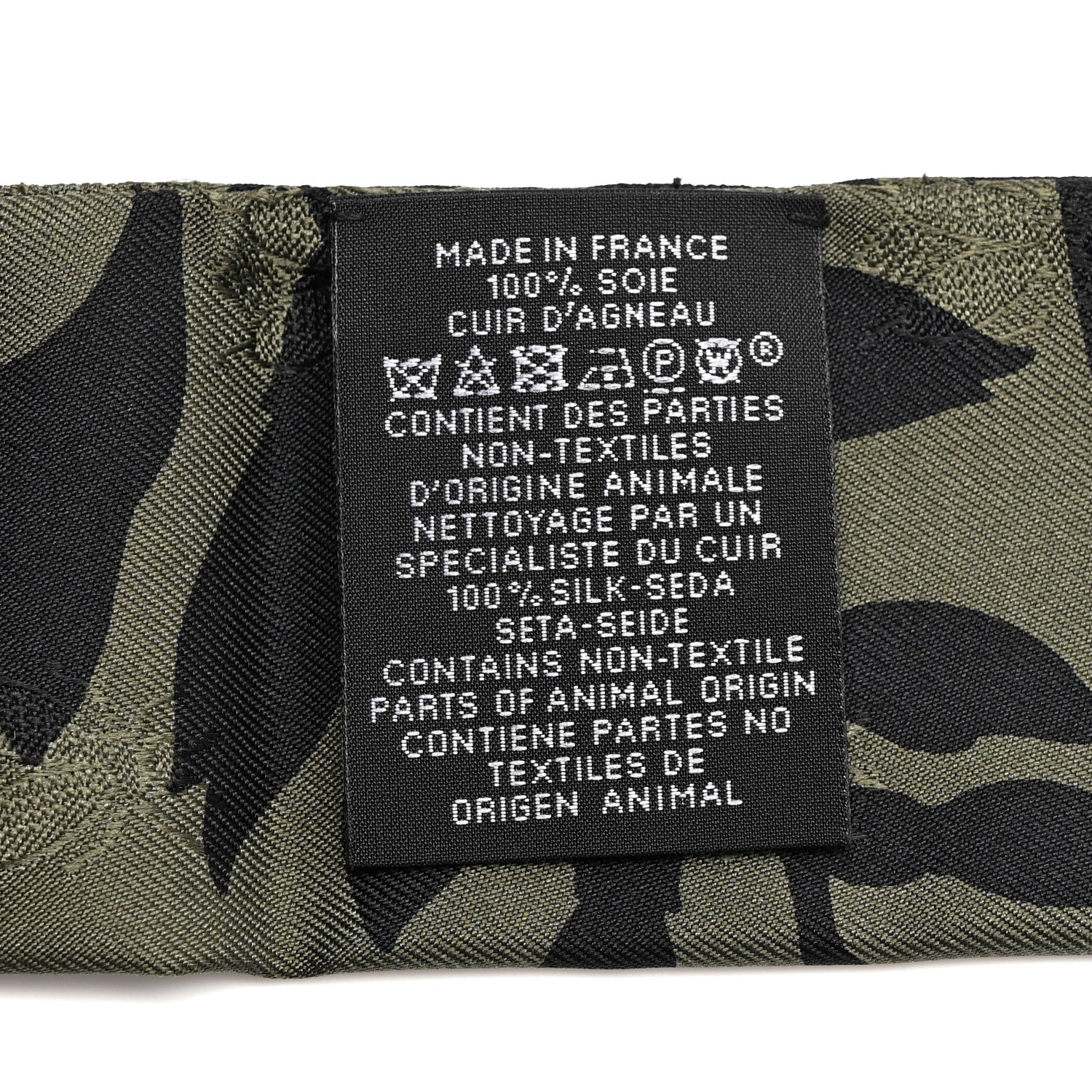 Silk Calfskin Bouquet Final Fringed Twilly Vert Loden Black - Image 3