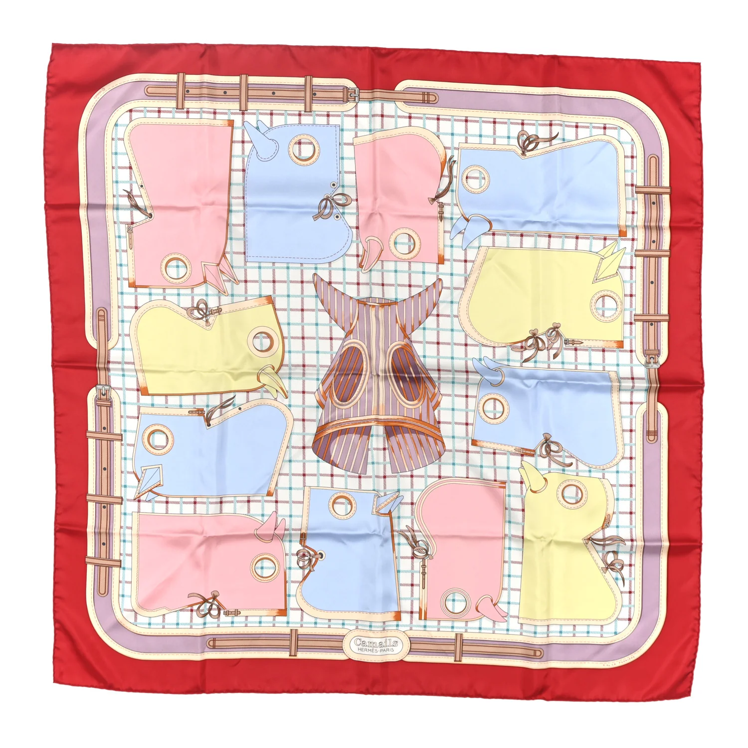 Silk Camails Scarf 90 Rouge Rose Pale Ciel