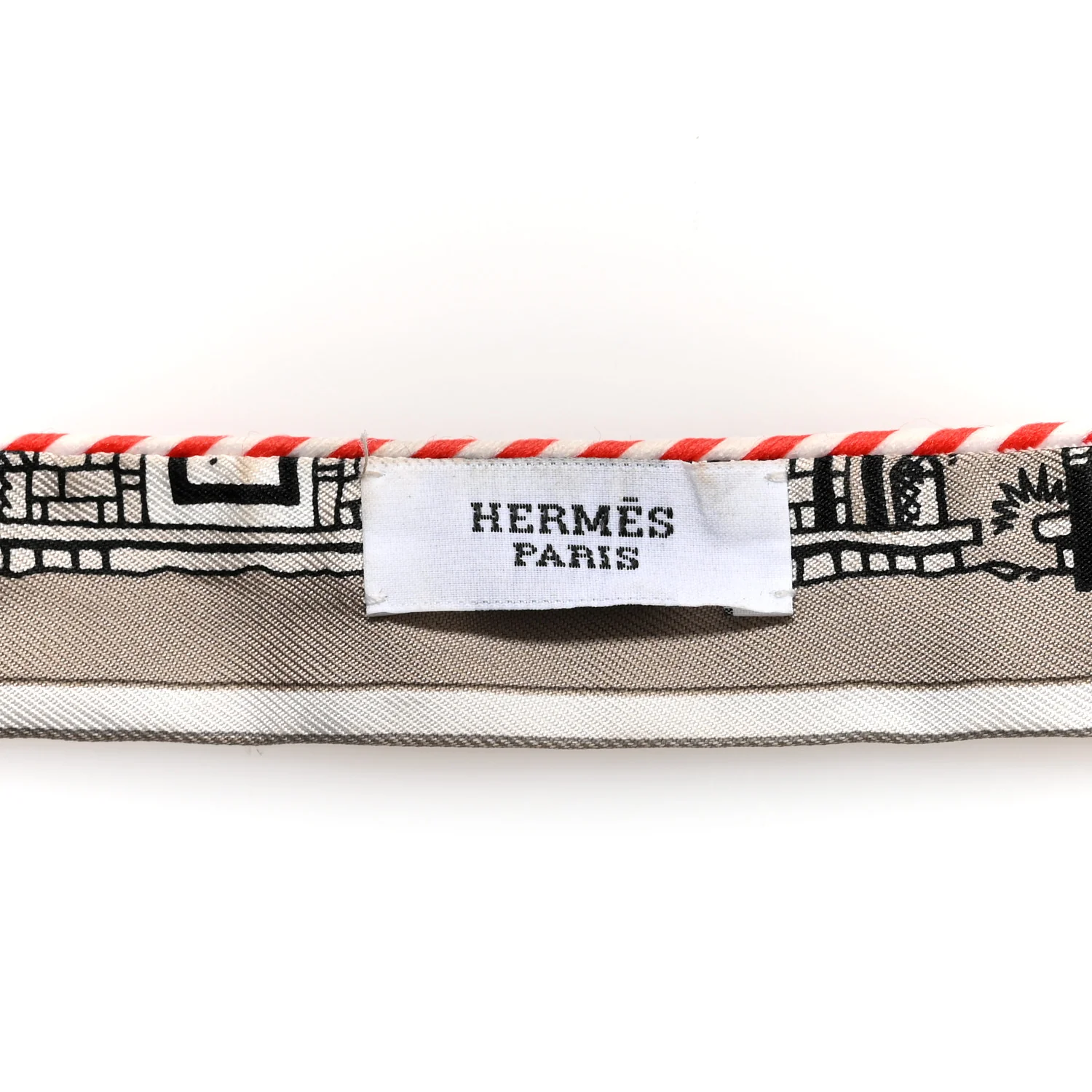 Silk Candy Doll Hermes-Paris Station Twilly Gris Cendre Orange Black - Image 3