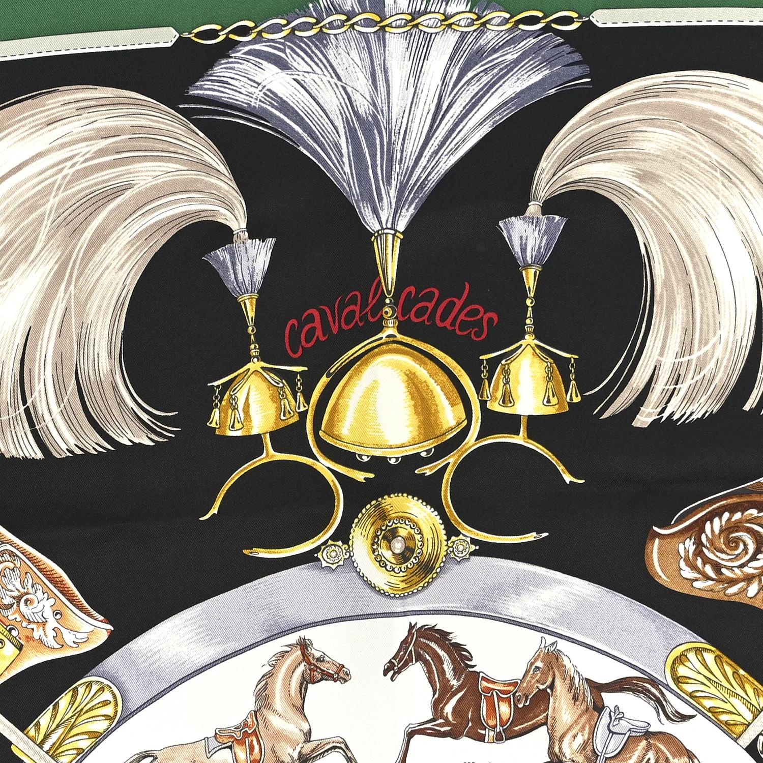 Silk Cavalcades Scarf 90 Vert Black Brun - Image 4