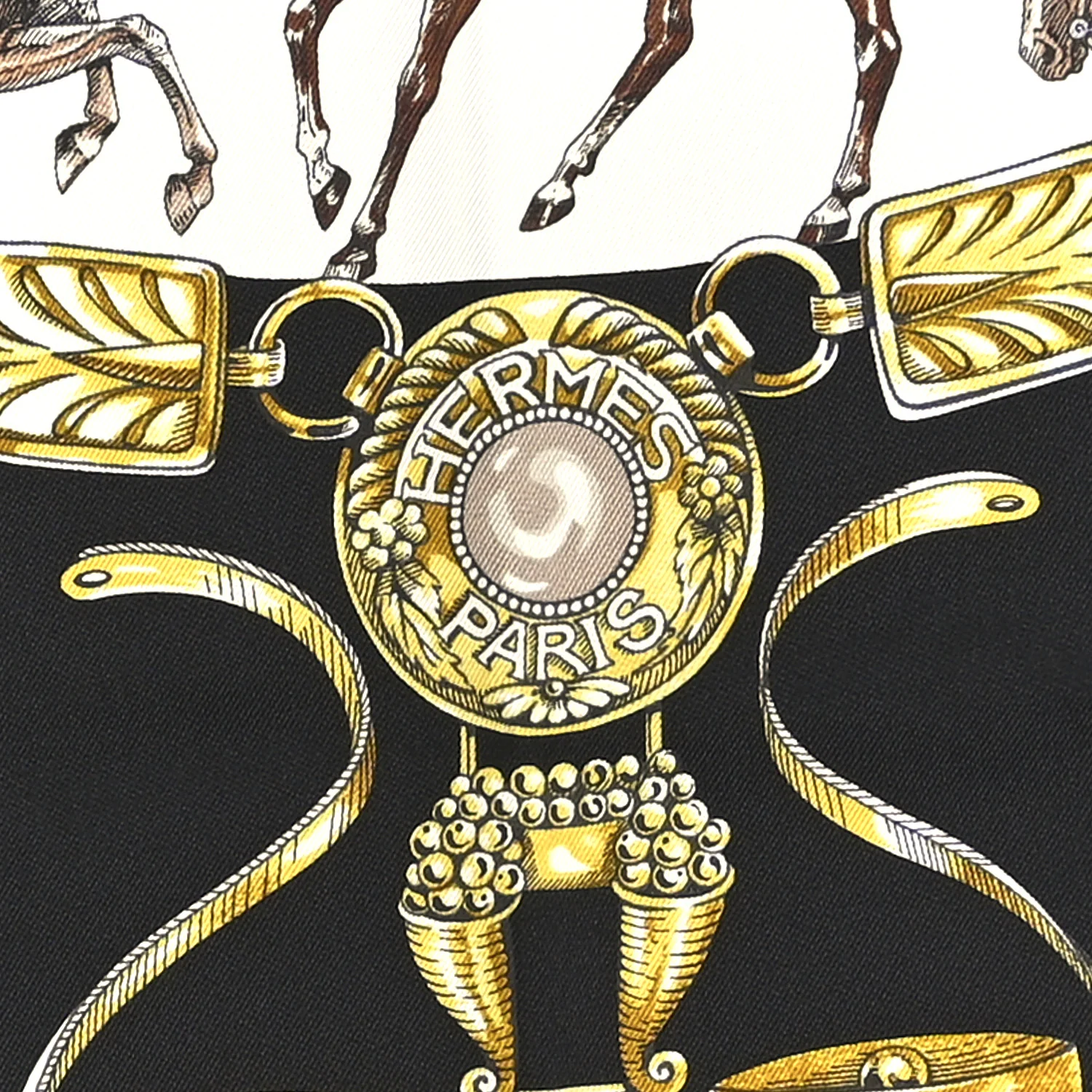 Silk Cavalcades Scarf 90 Vert Black Brun - Image 5