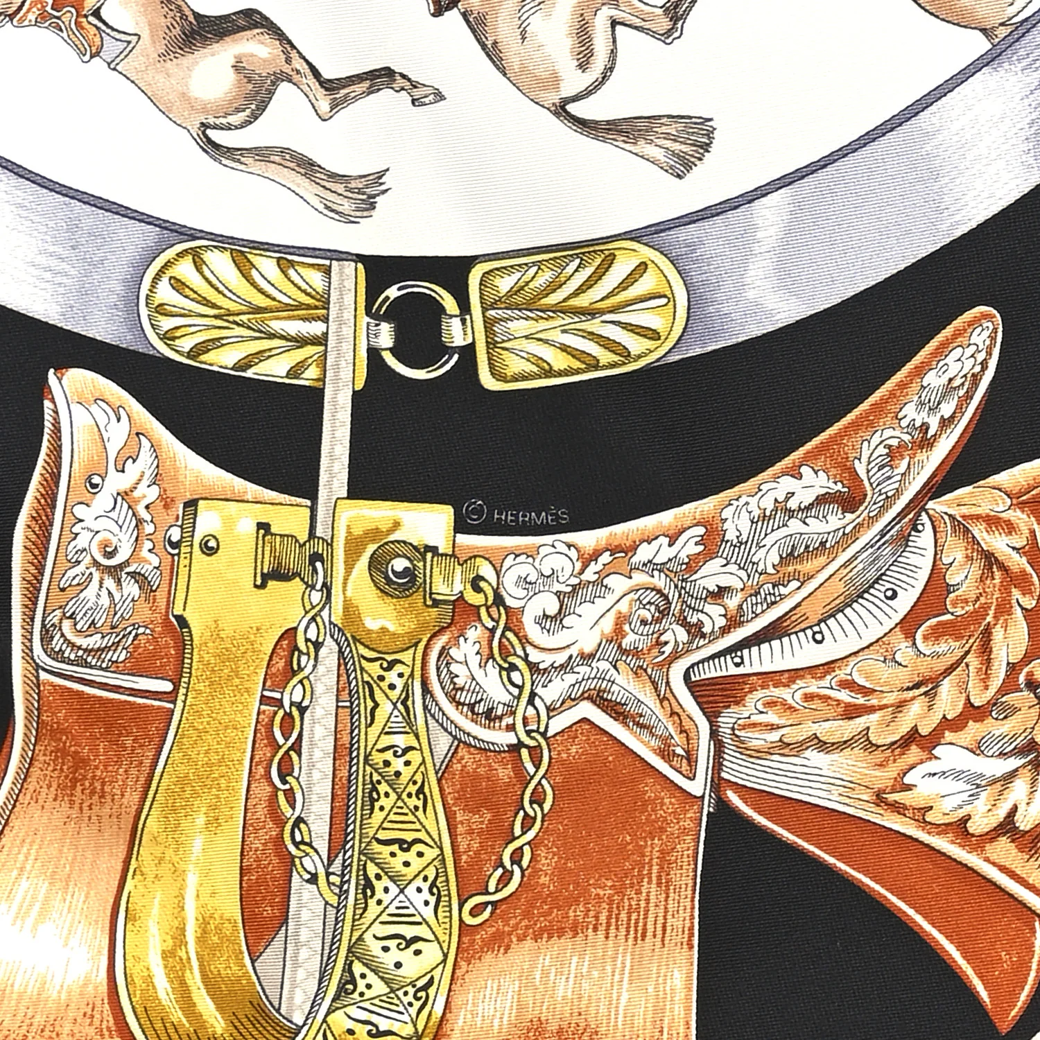 Silk Cavalcades Scarf 90 Vert Black Brun - Image 8