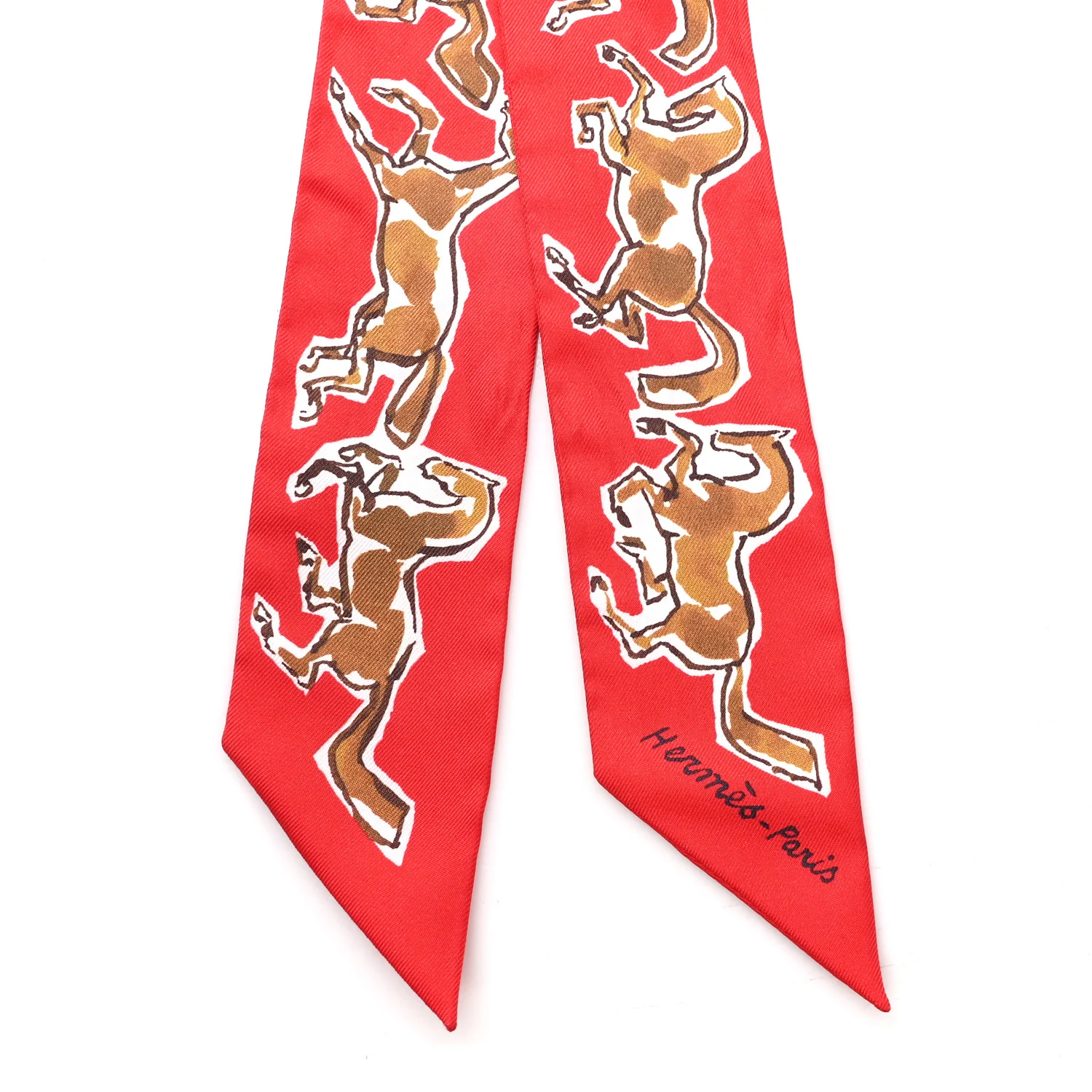 Silk Chevaux En Liberte Twilly Rouge Caramel White - Image 2
