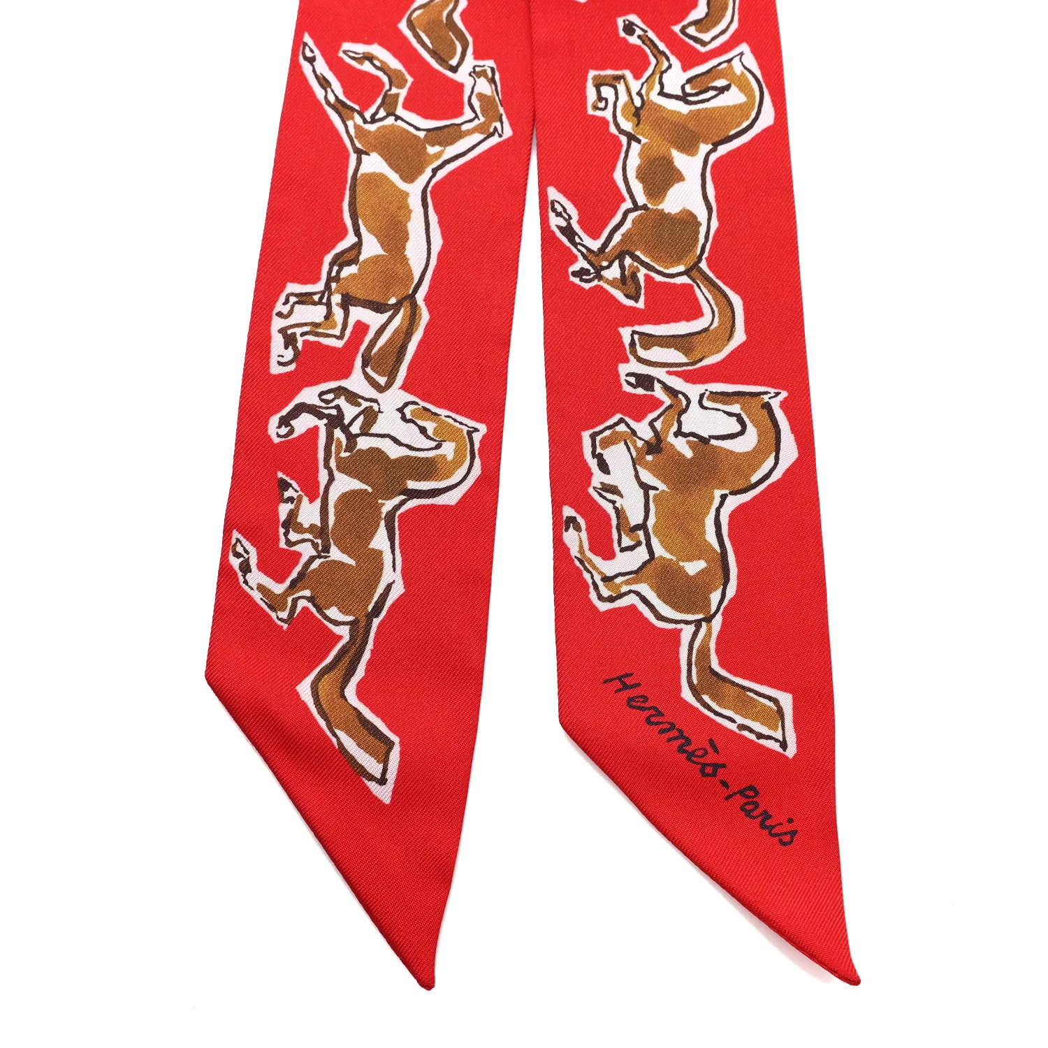 Silk Chevaux En Liberte Twilly Rouge Caramel White - Image 2