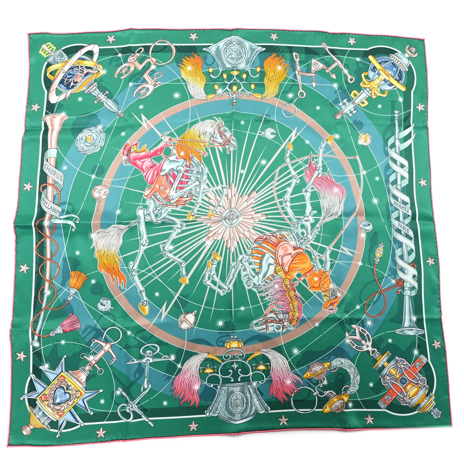 Silk Chorus Stellarum Scarf 70 Vert Vif Rose Multicolor - Image 2