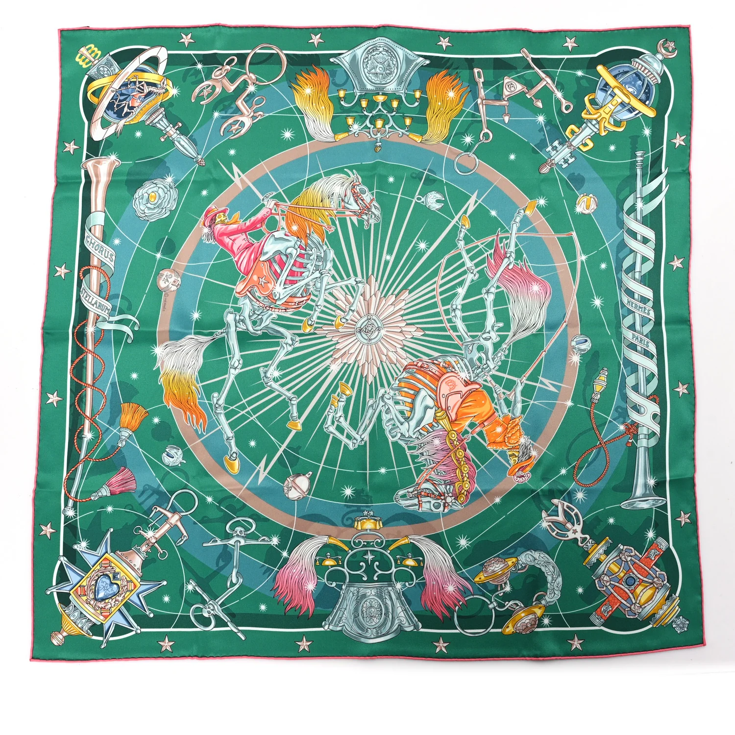 Silk Chorus Stellarum Scarf 70 Vert Vif Rose Multicolor - Image 5